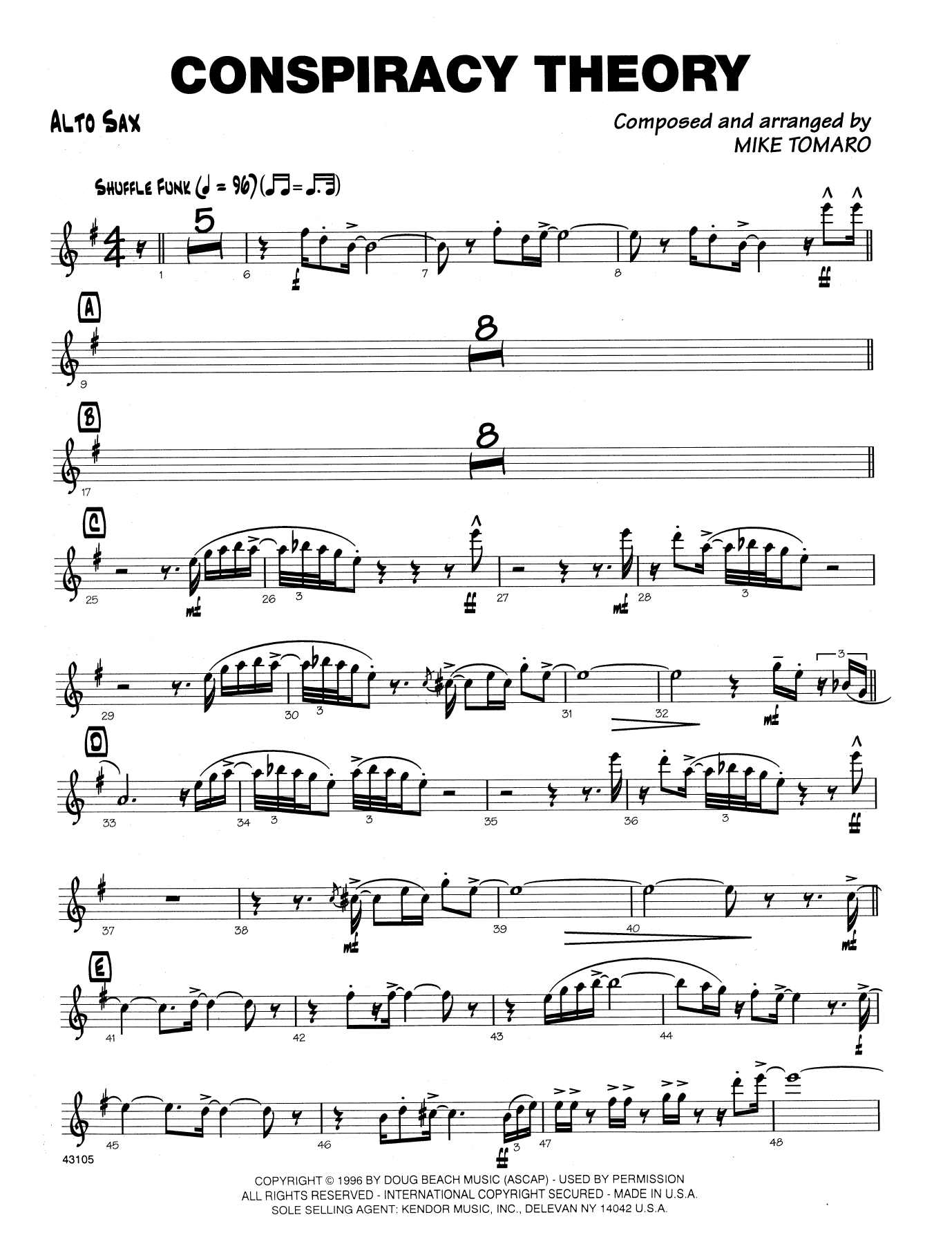 Conspiracy Theory - Eb Alto Saxophone (Jazz Ensemble) von Mike Tomaro