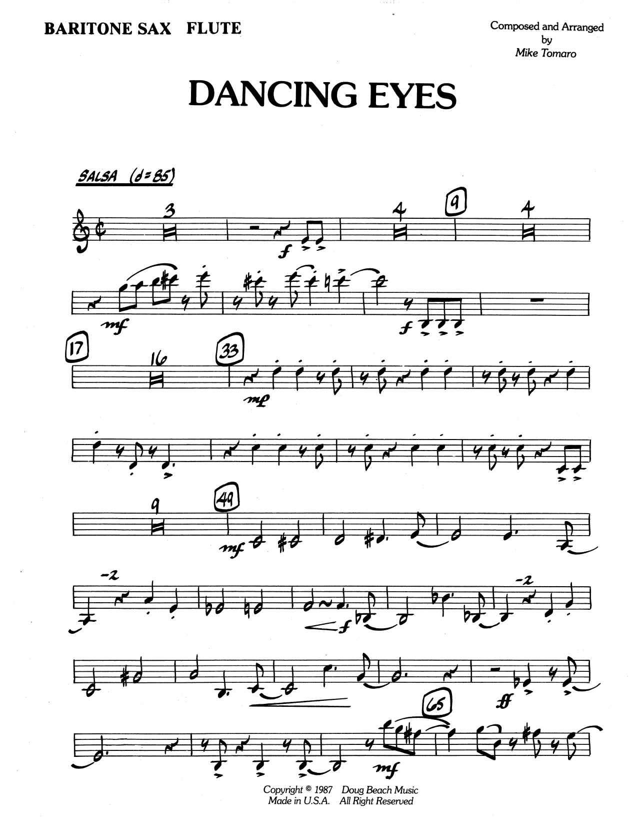 Dancing Eyes - Eb Baritone Saxophone (Jazz Ensemble) von Mike Tomaro