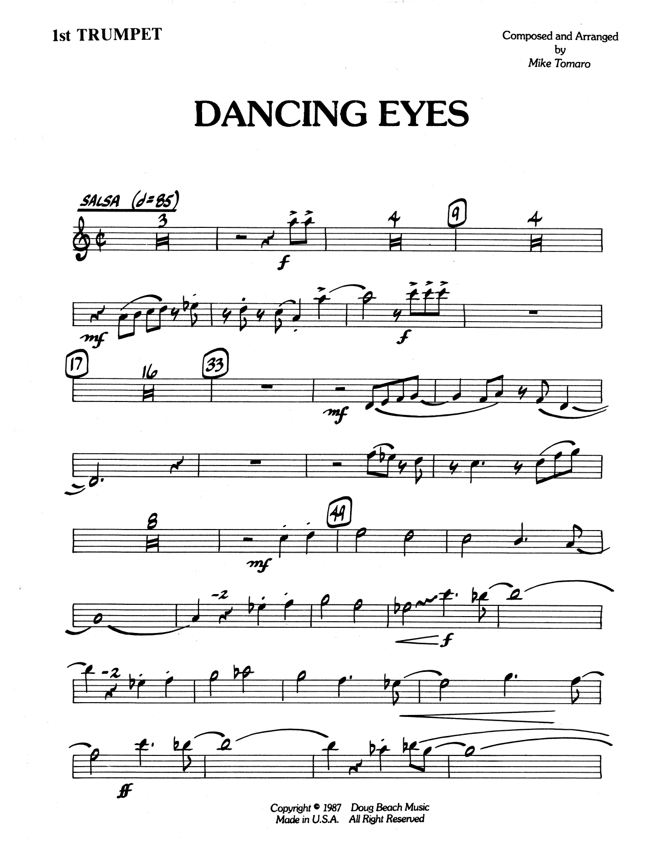 Dancing Eyes - 1st Bb Trumpet (Jazz Ensemble) von Mike Tomaro