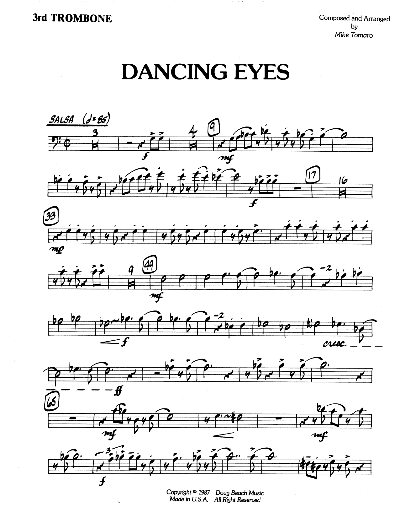 Dancing Eyes - 3rd Trombone (Jazz Ensemble) von Mike Tomaro