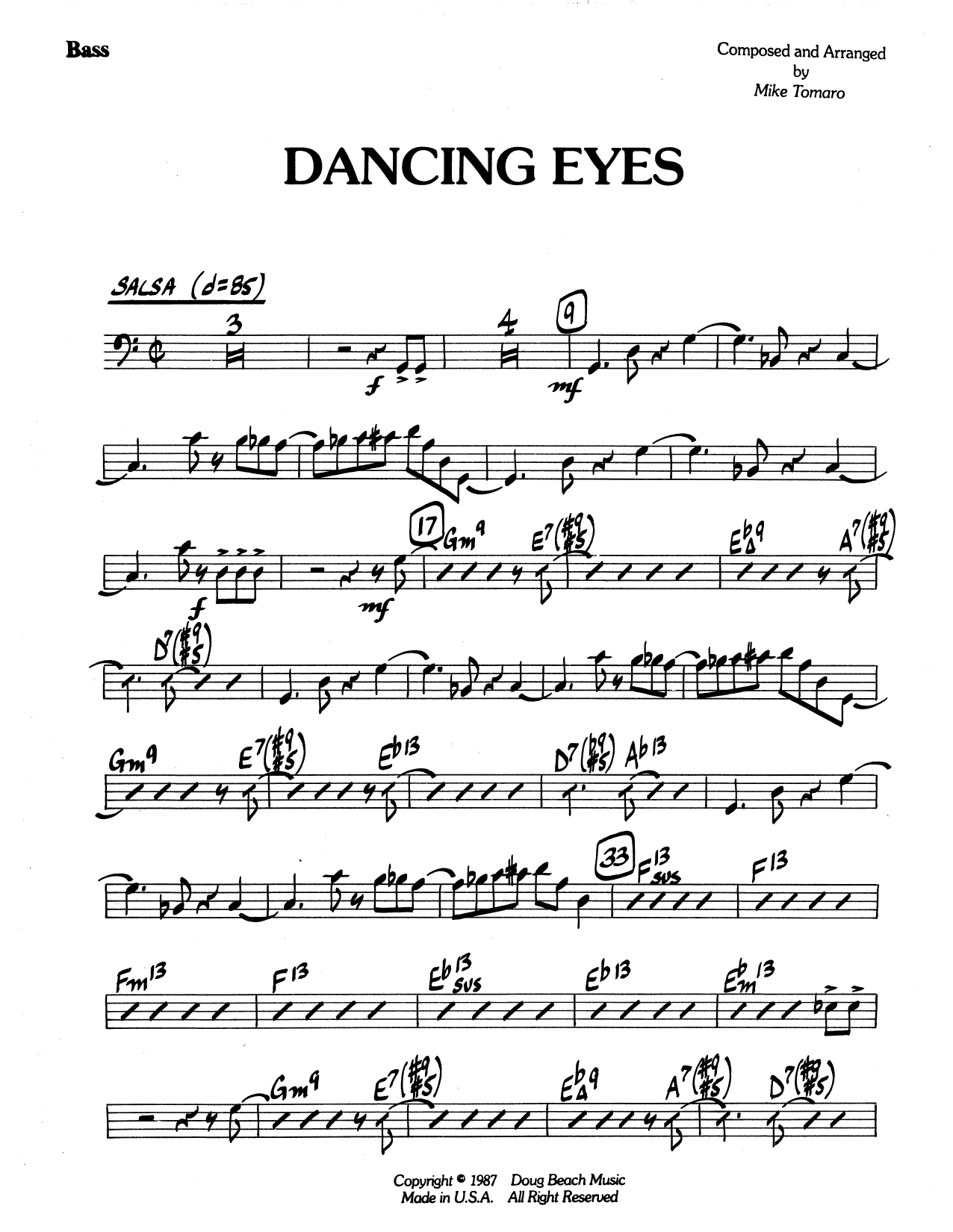 Dancing Eyes - Bass (Jazz Ensemble) von Mike Tomaro