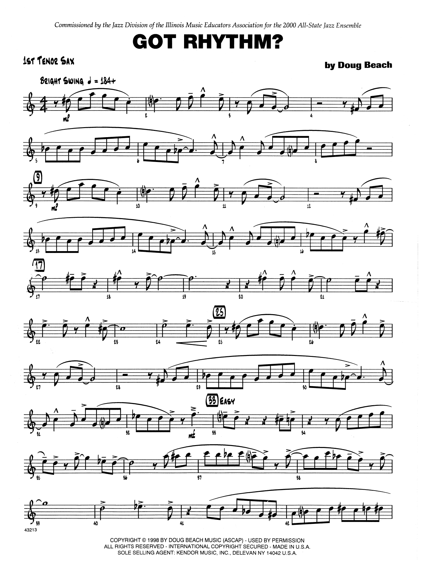 Got Rhythm? - 1st Tenor Saxophone (Jazz Ensemble) von Doug Beach