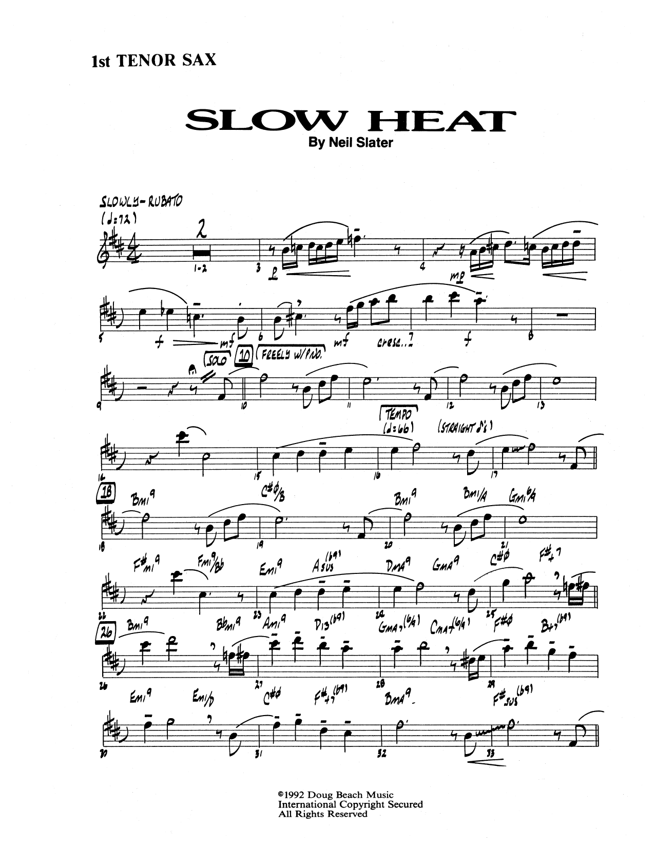 Slow Heat - 1st Tenor Saxophone (Jazz Ensemble) von Neil Slater