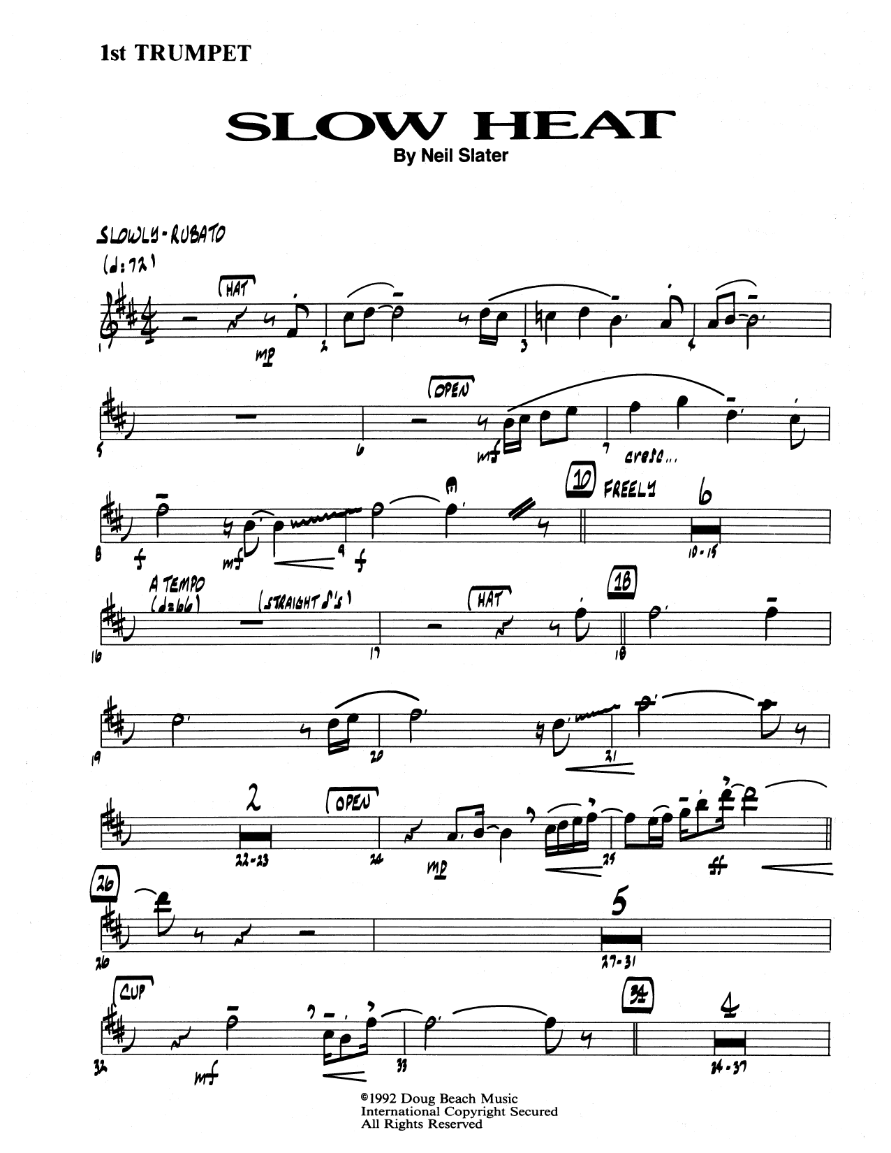 Slow Heat - 1st Bb Trumpet (Jazz Ensemble) von Neil Slater