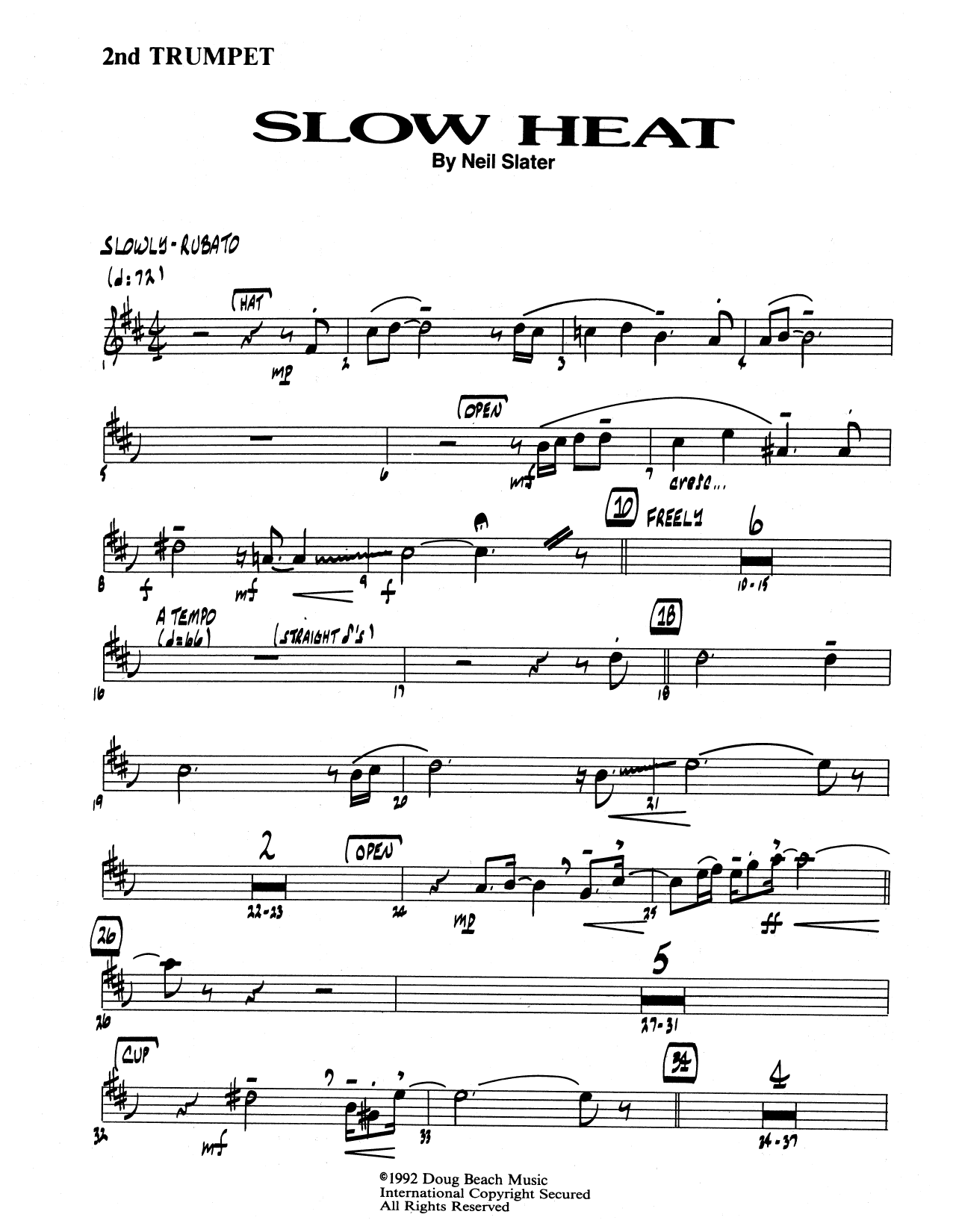 Slow Heat - 2nd Bb Trumpet (Jazz Ensemble) von Neil Slater