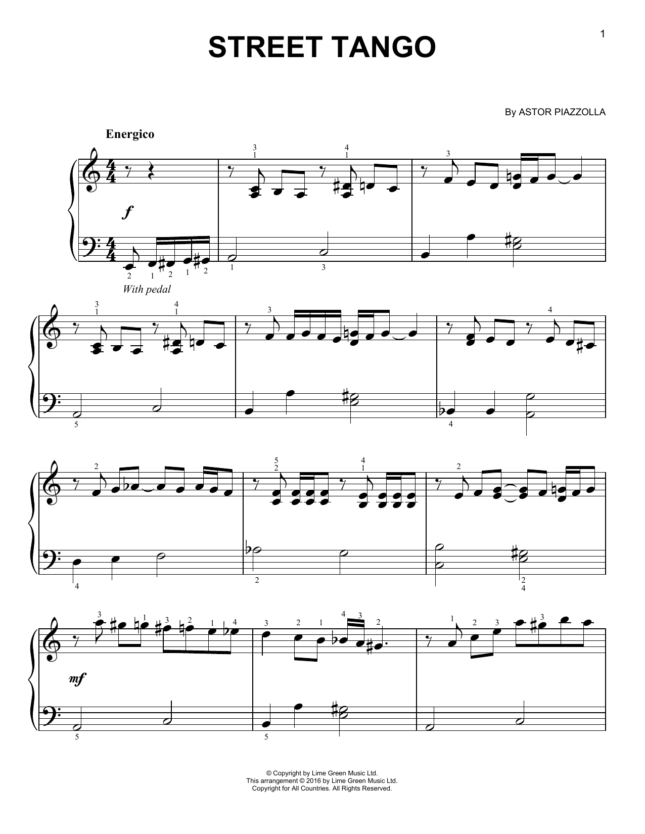 Street Tango (Easy Piano) von Astor Piazzolla