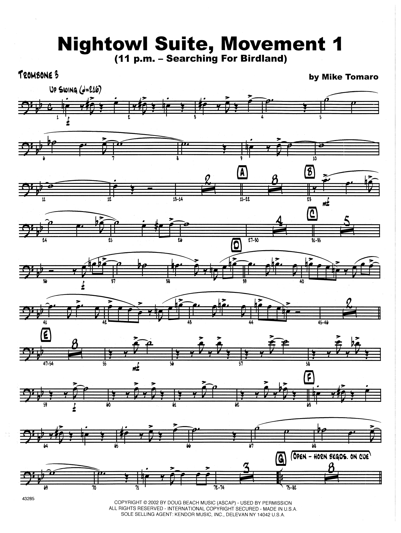 Nightowl Suite, Mvt. 1 - 3rd Trombone (Jazz Ensemble) von Mike Tomaro