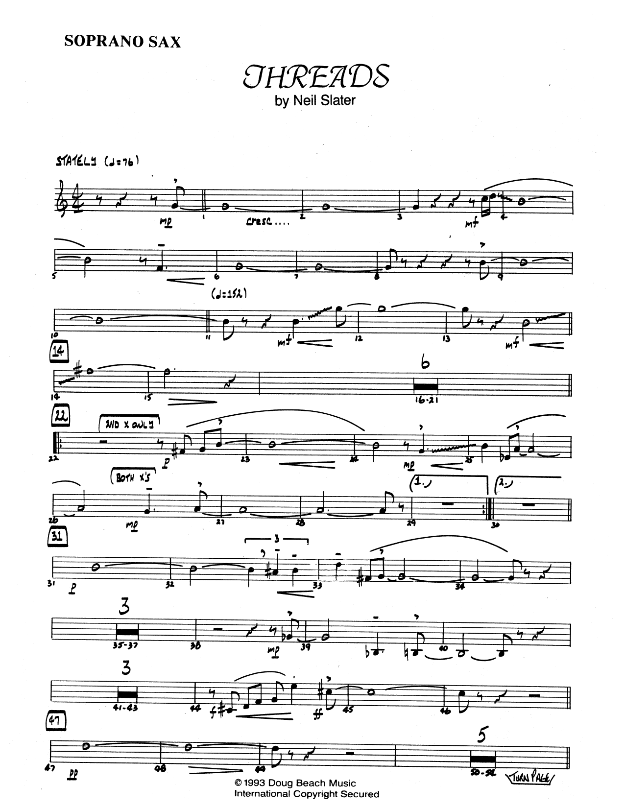 Threads - Bb Soprano Sax (Jazz Ensemble) von Neil Slater