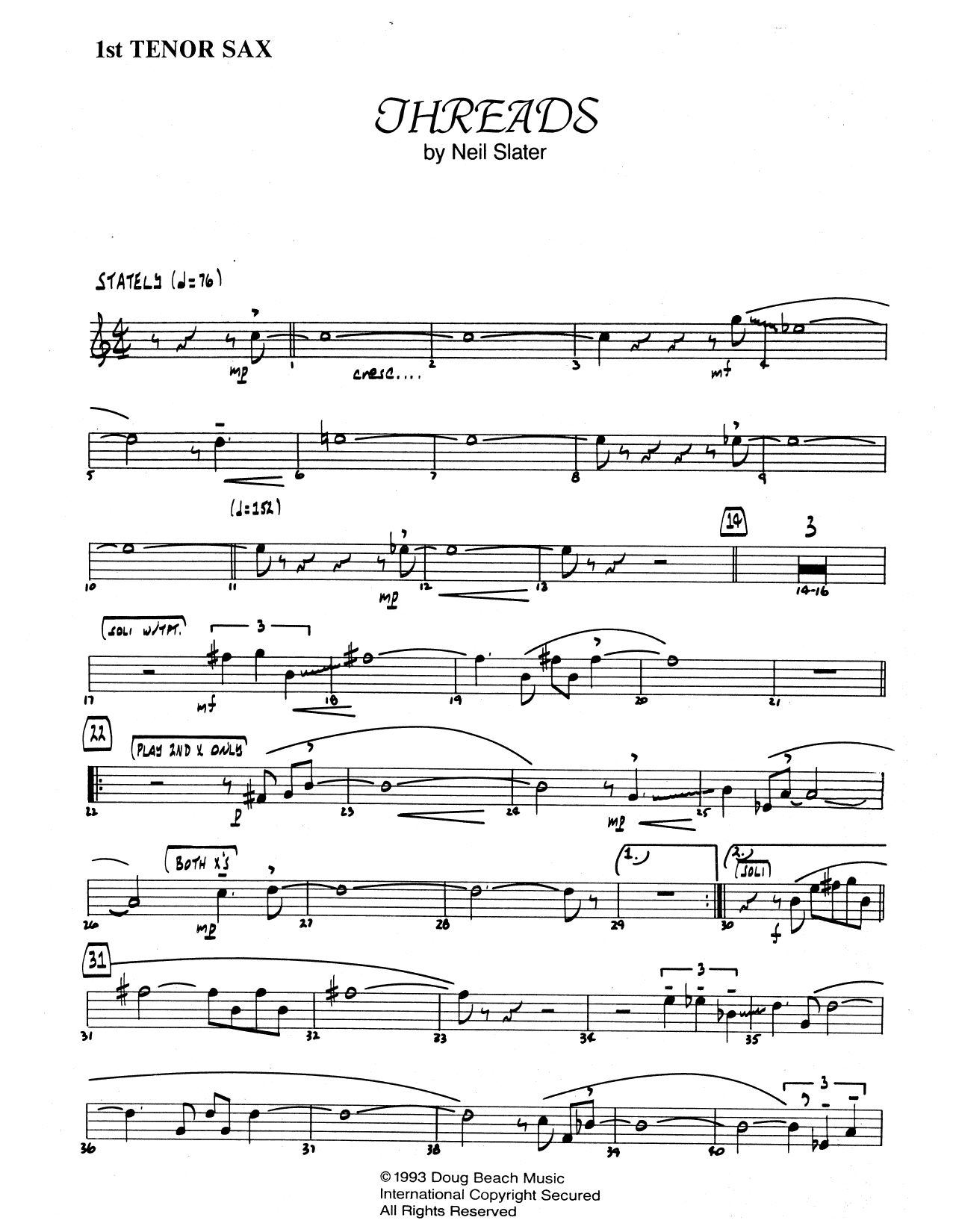 Threads - 1st Tenor Saxophone (Jazz Ensemble) von Neil Slater