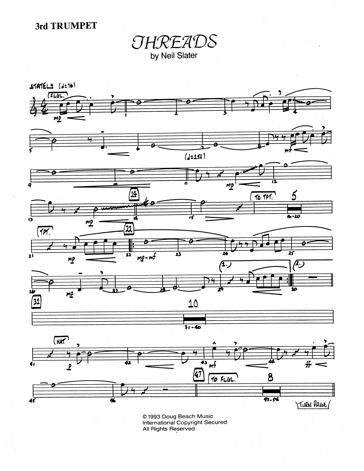 Threads - 3rd Bb Trumpet (Jazz Ensemble) von Neil Slater