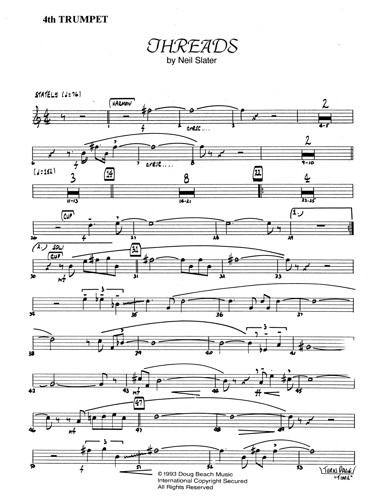 Threads - 4th Bb Trumpet (Jazz Ensemble) von Neil Slater