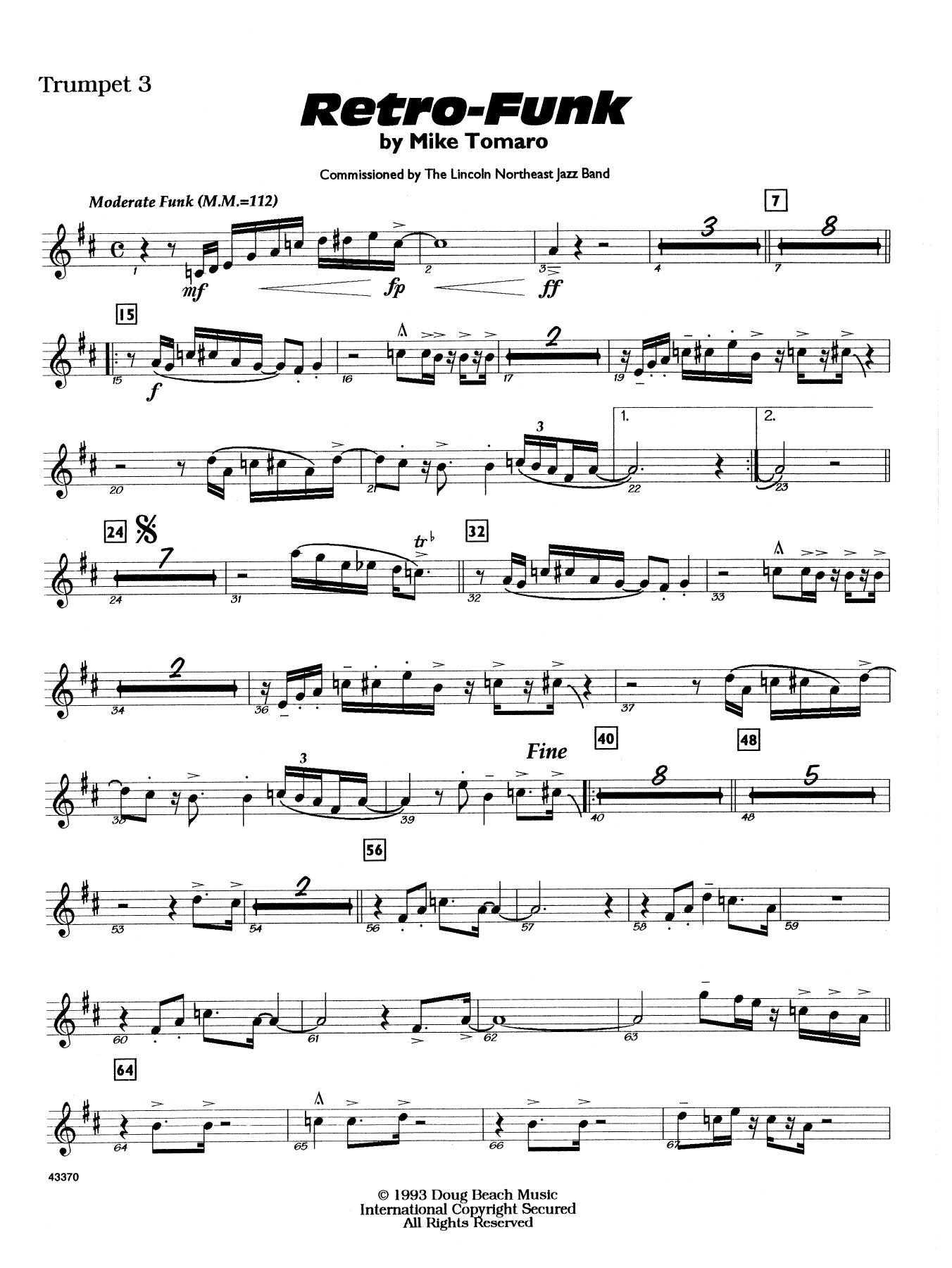 Retro-Funk - 3rd Bb Trumpet (Jazz Ensemble) von Mike Tomaro