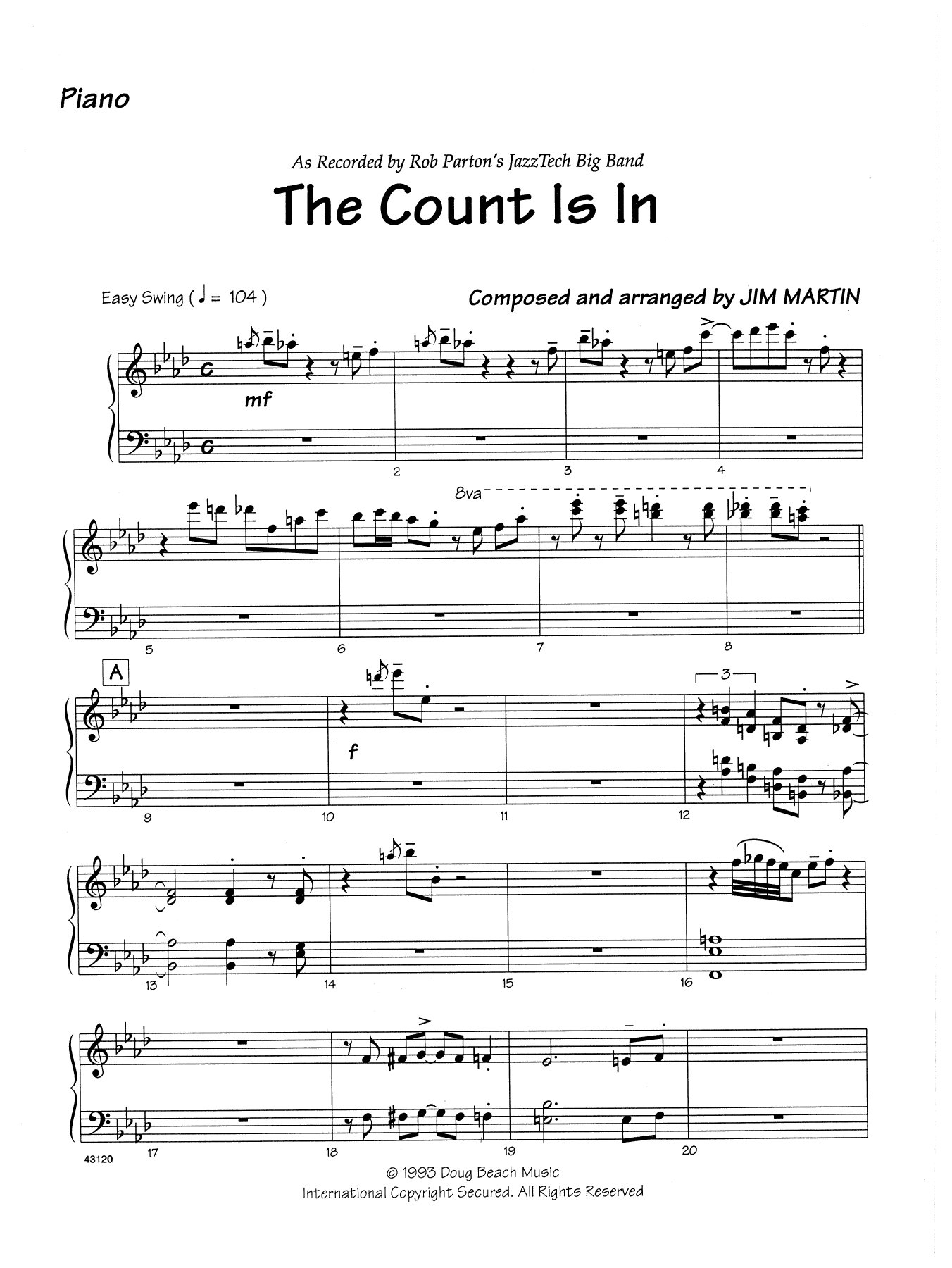 The Count Is In - Piano (Jazz Ensemble) von Martin