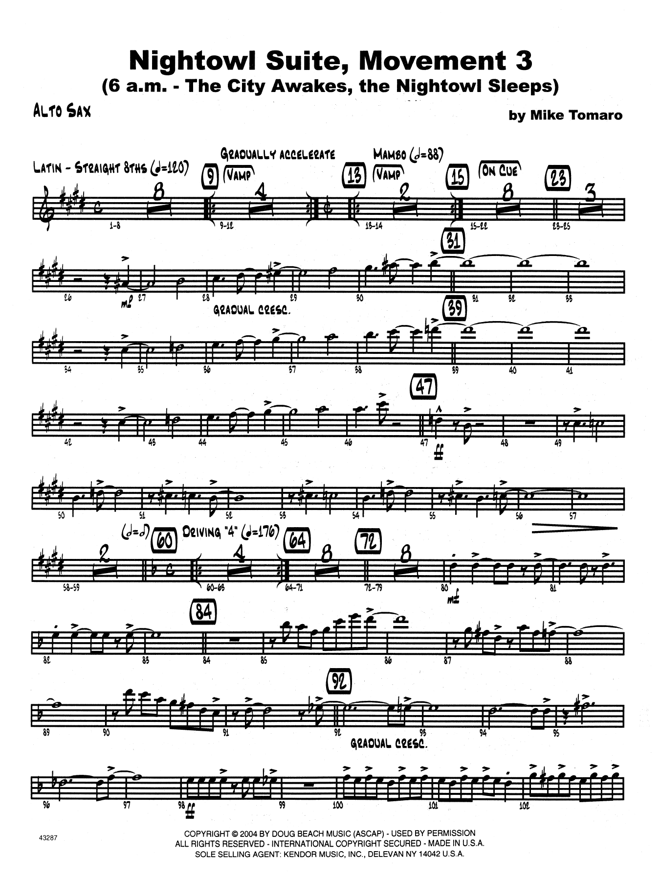 Nightowl Suite, Mvt. 3 - Eb Alto Saxophone (Jazz Ensemble) von Mike Tomaro