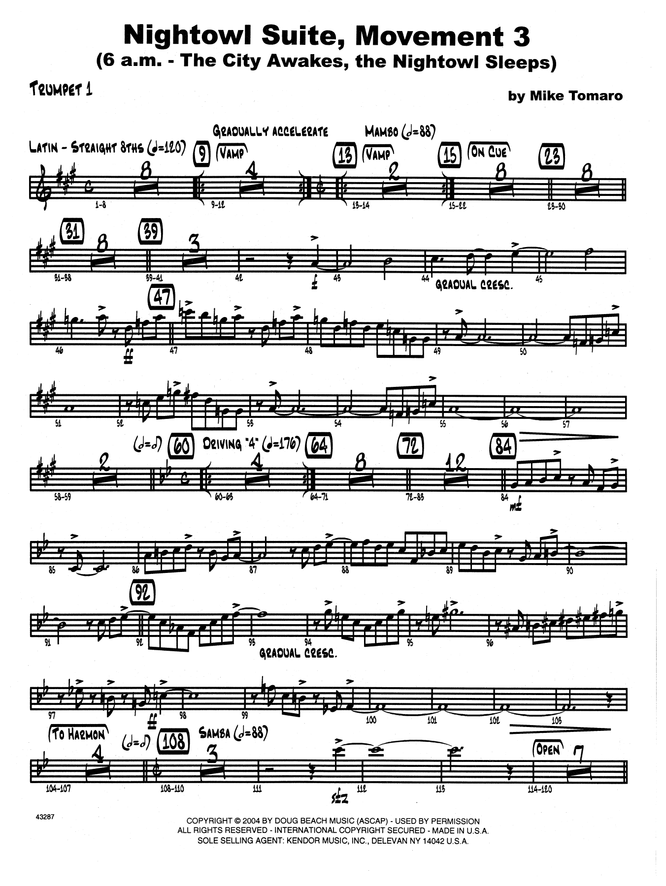 Nightowl Suite, Mvt. 3 - 1st Bb Trumpet (Jazz Ensemble) von Mike Tomaro