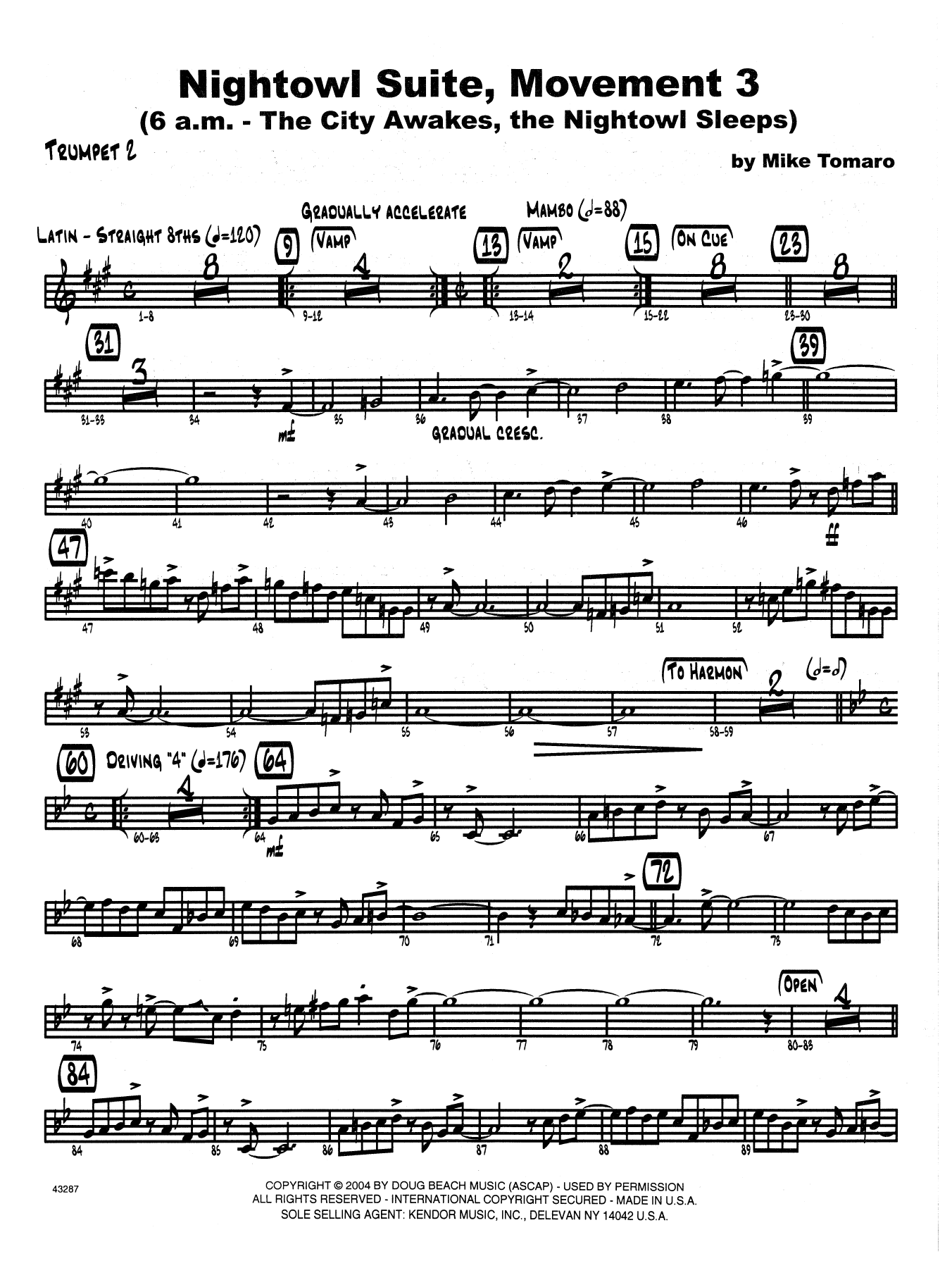 Nightowl Suite, Mvt. 3 - 2nd Bb Trumpet (Jazz Ensemble) von Mike Tomaro