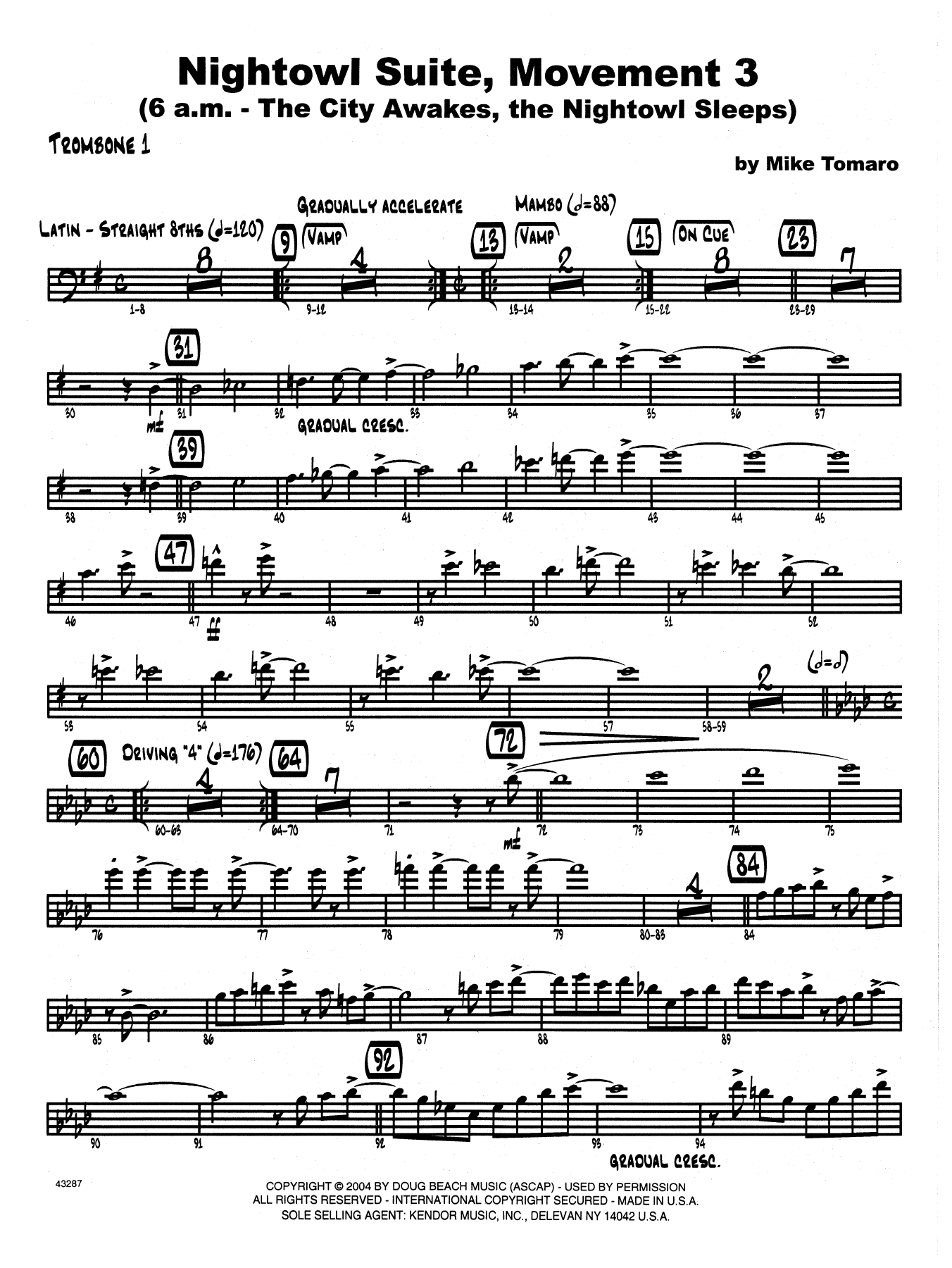 Nightowl Suite, Mvt. 3 - 1st Trombone (Jazz Ensemble) von Mike Tomaro