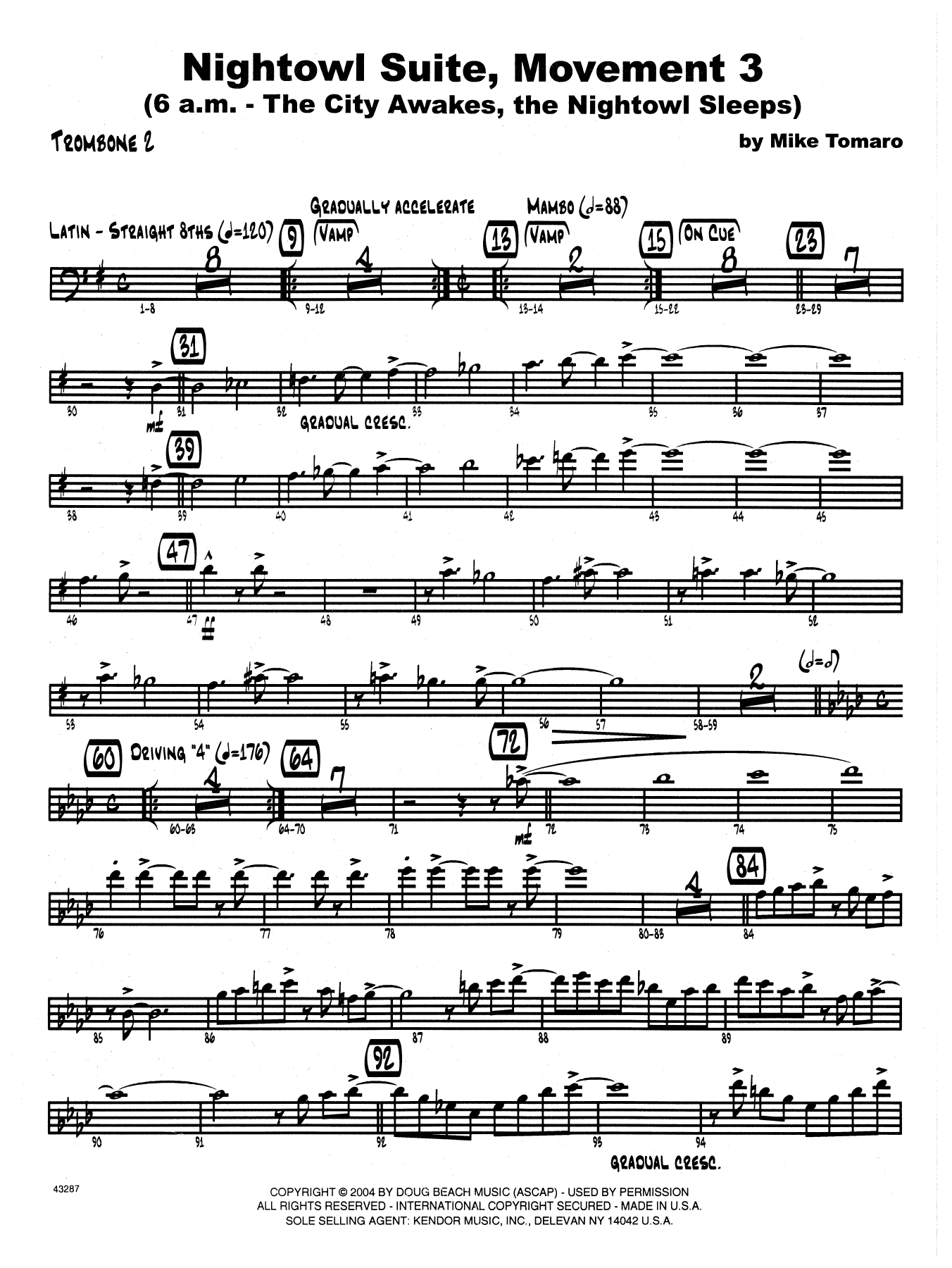 Nightowl Suite, Mvt. 3 - 2nd Trombone (Jazz Ensemble) von Mike Tomaro