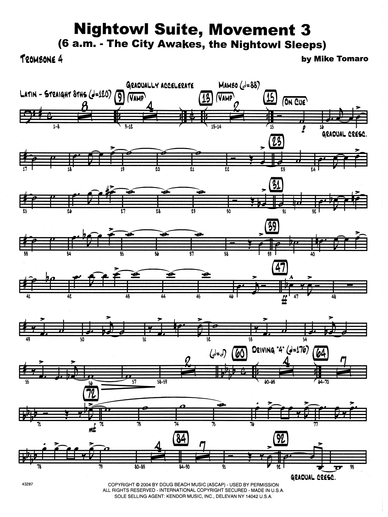 Nightowl Suite, Mvt. 3 - 4th Trombone (Jazz Ensemble) von Mike Tomaro