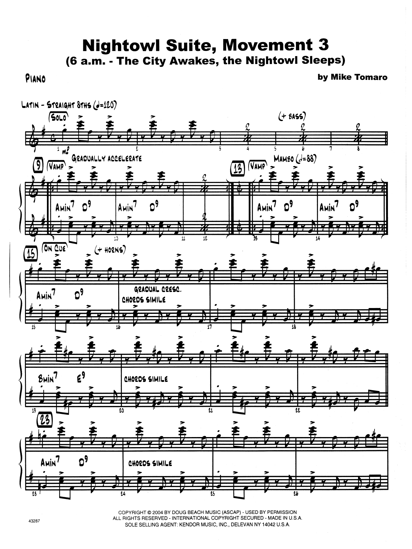 Nightowl Suite, Mvt. 3 - Piano (Jazz Ensemble) von Mike Tomaro