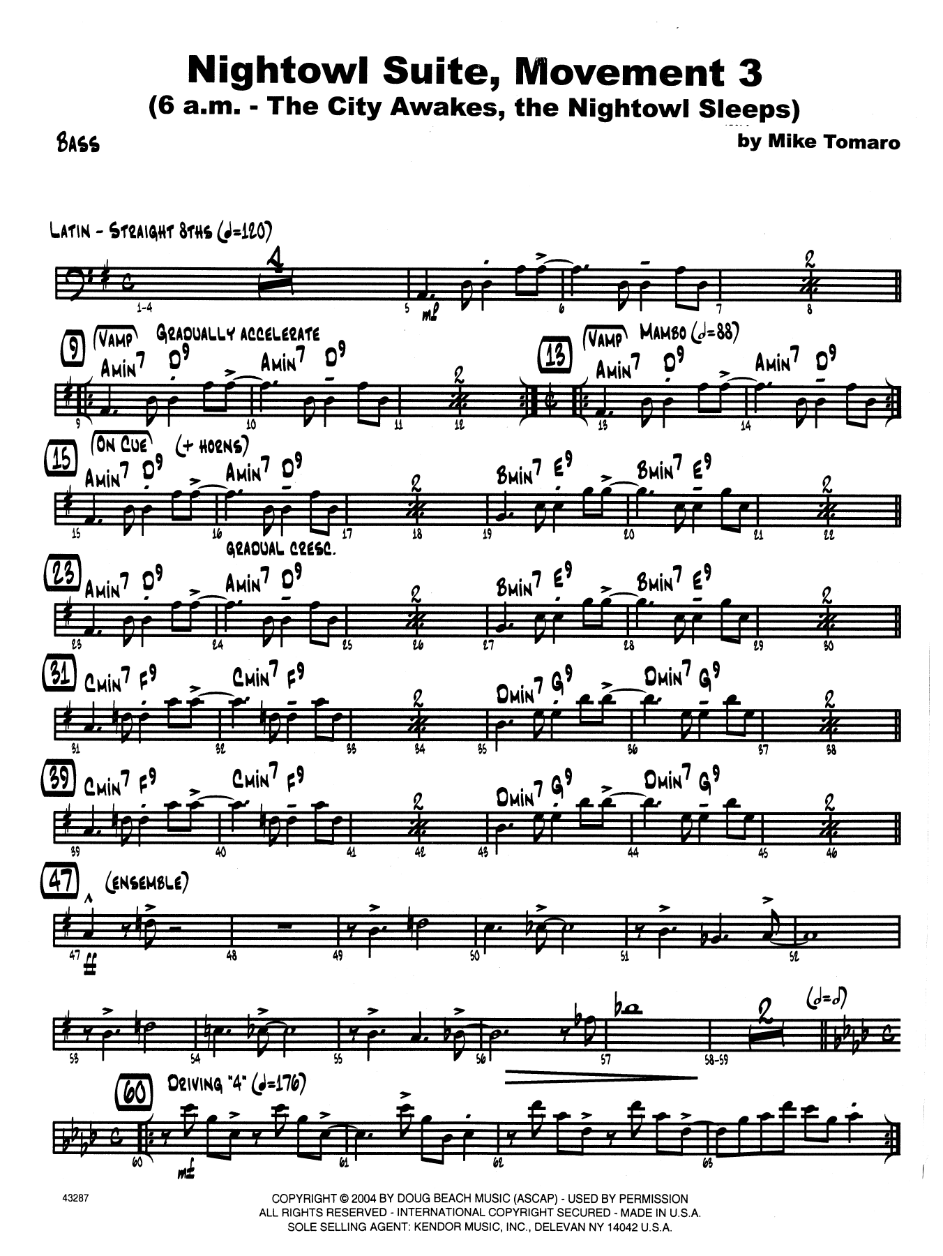Nightowl Suite, Mvt. 3 - Bass (Jazz Ensemble) von Mike Tomaro