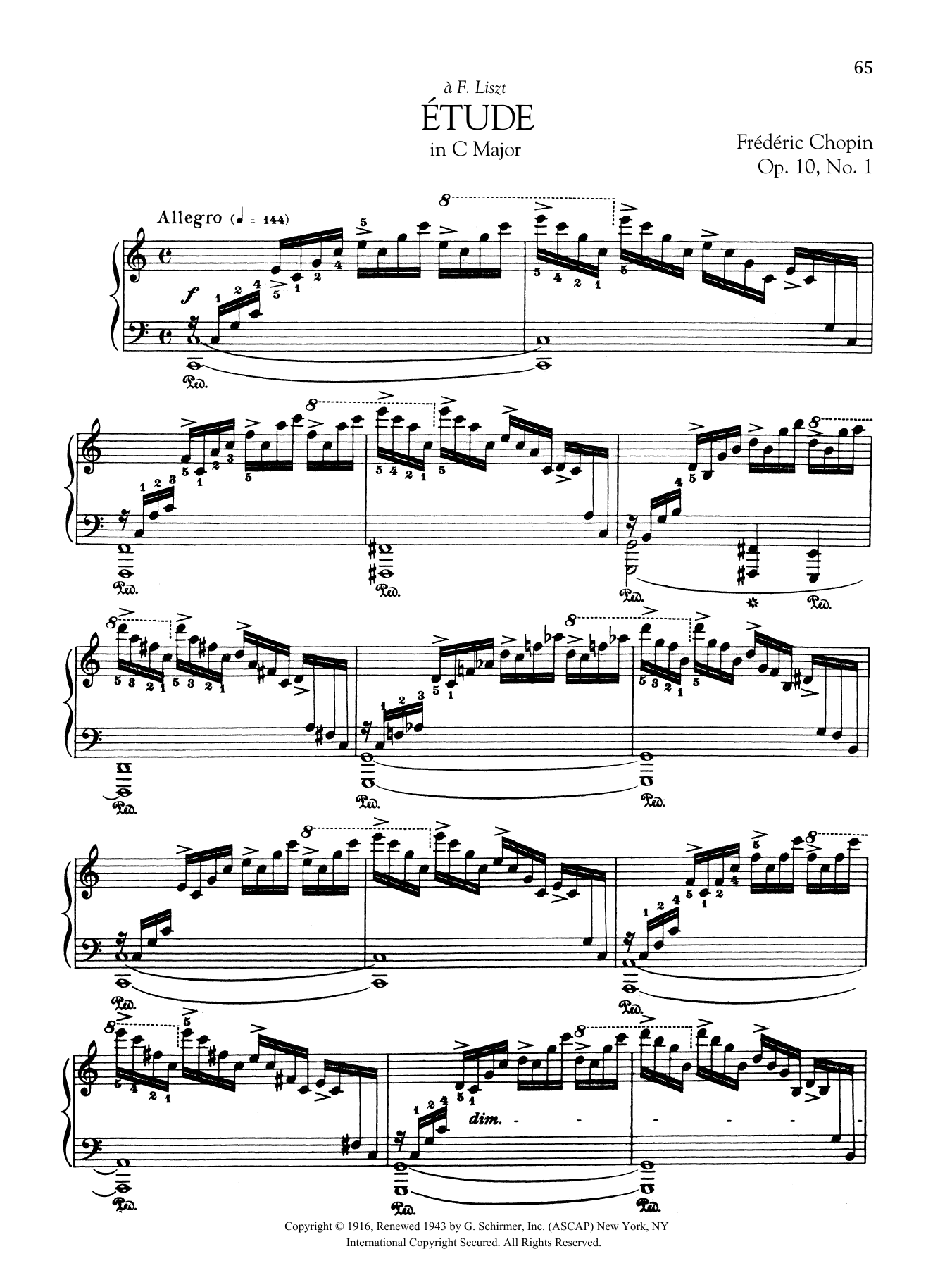 Etude in C Major, Op. 10, No. 1 (Piano Solo) von Frdric Chopin