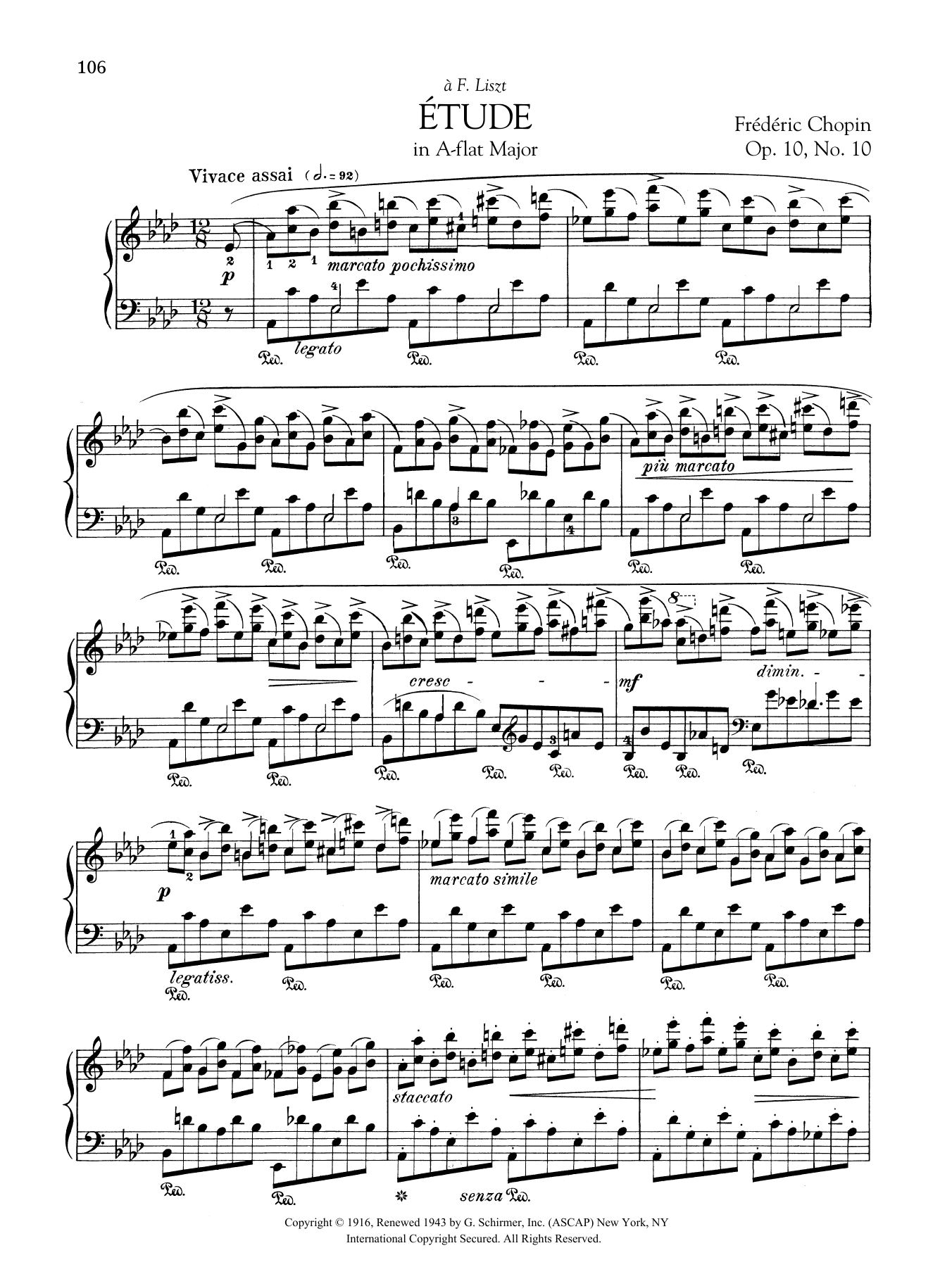 Etude in A-flat Major, Op. 10, No. 10 (Piano Solo) von Frdric Chopin