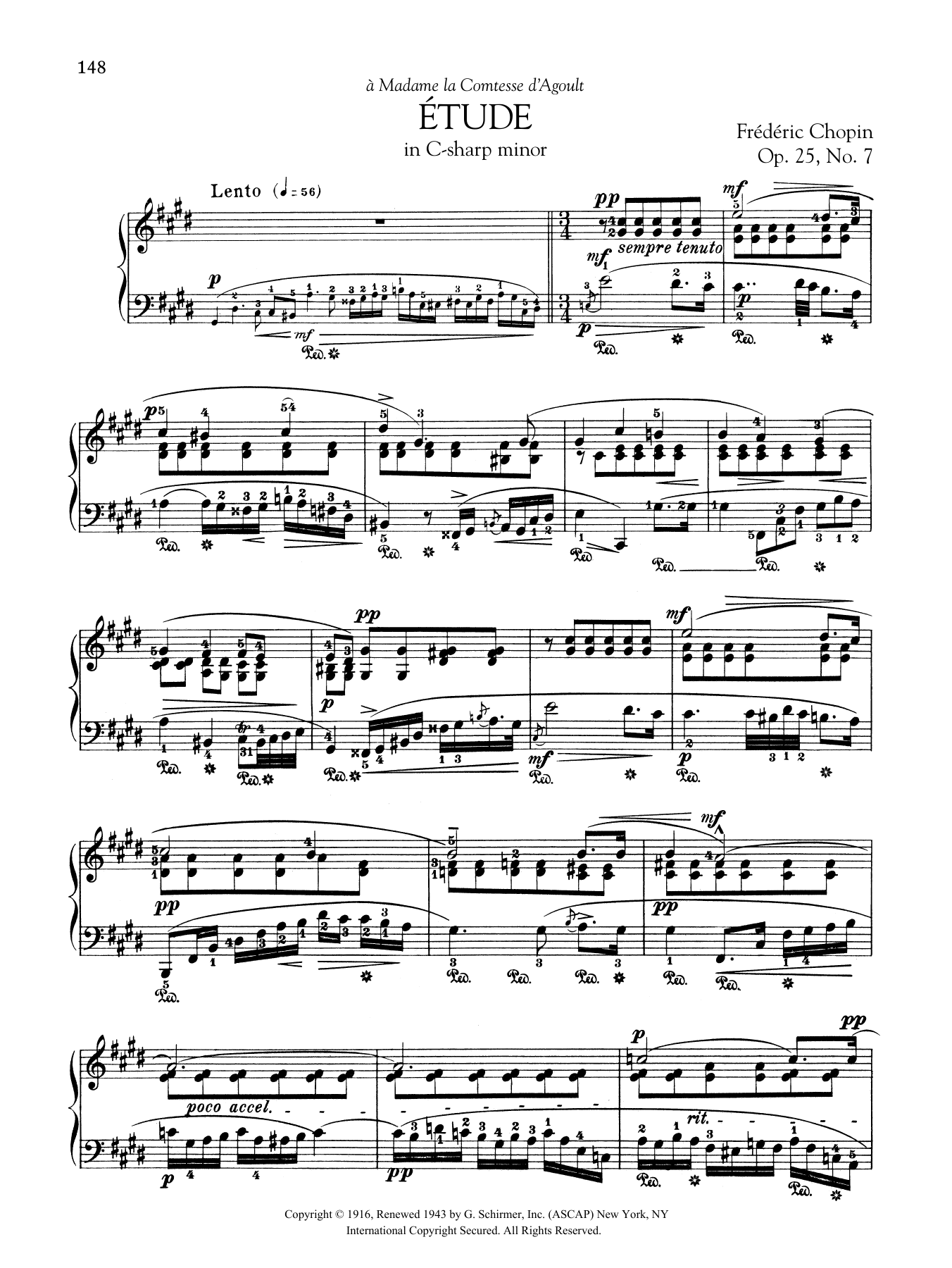 Etude in C-sharp minor, Op. 25, No. 7 (Piano Solo) von Frdric Chopin