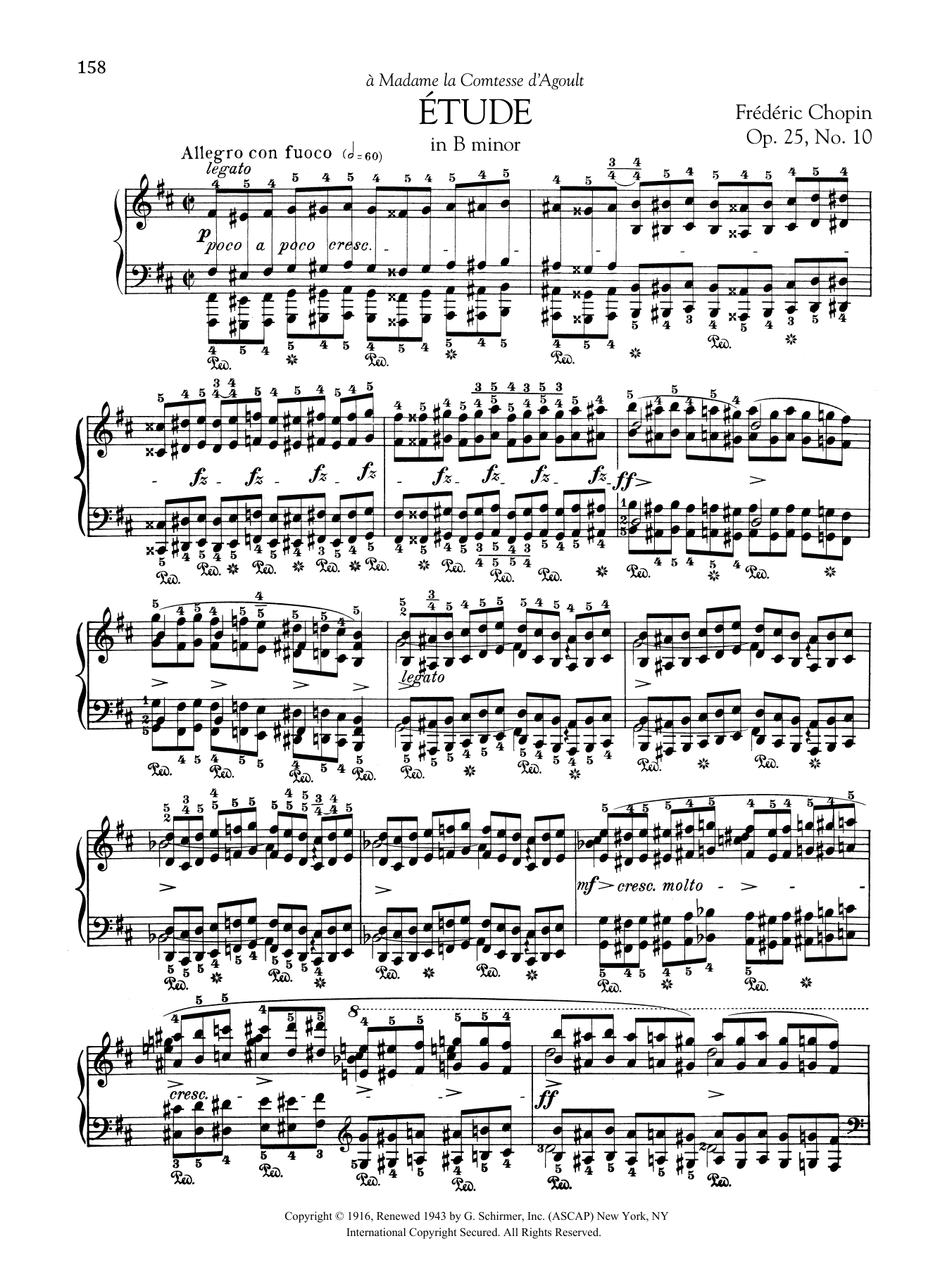 Etude in B minor, Op. 25, No. 10 (Piano Solo) von Frdric Chopin