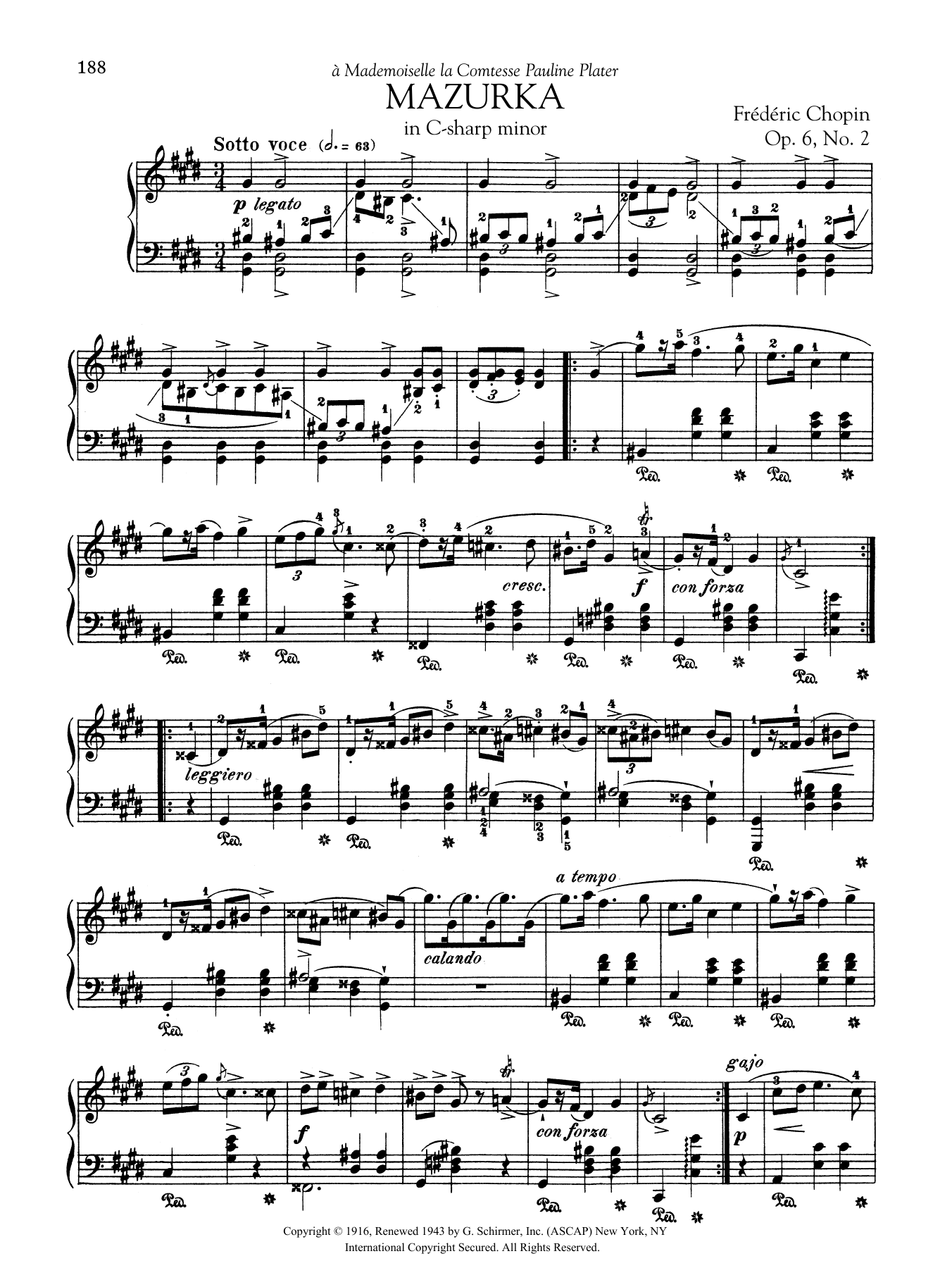 Mazurka in C-sharp minor, Op. 6, No. 2 (Piano Solo) von Frdric Chopin