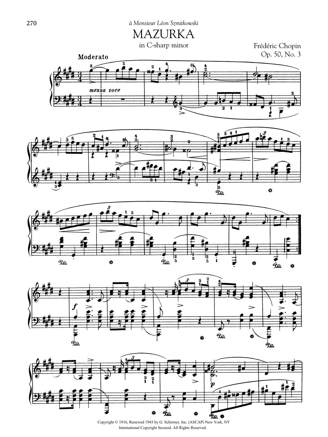 Mazurka in C-sharp minor, Op. 50, No. 3 (Piano Solo) von Frdric Chopin