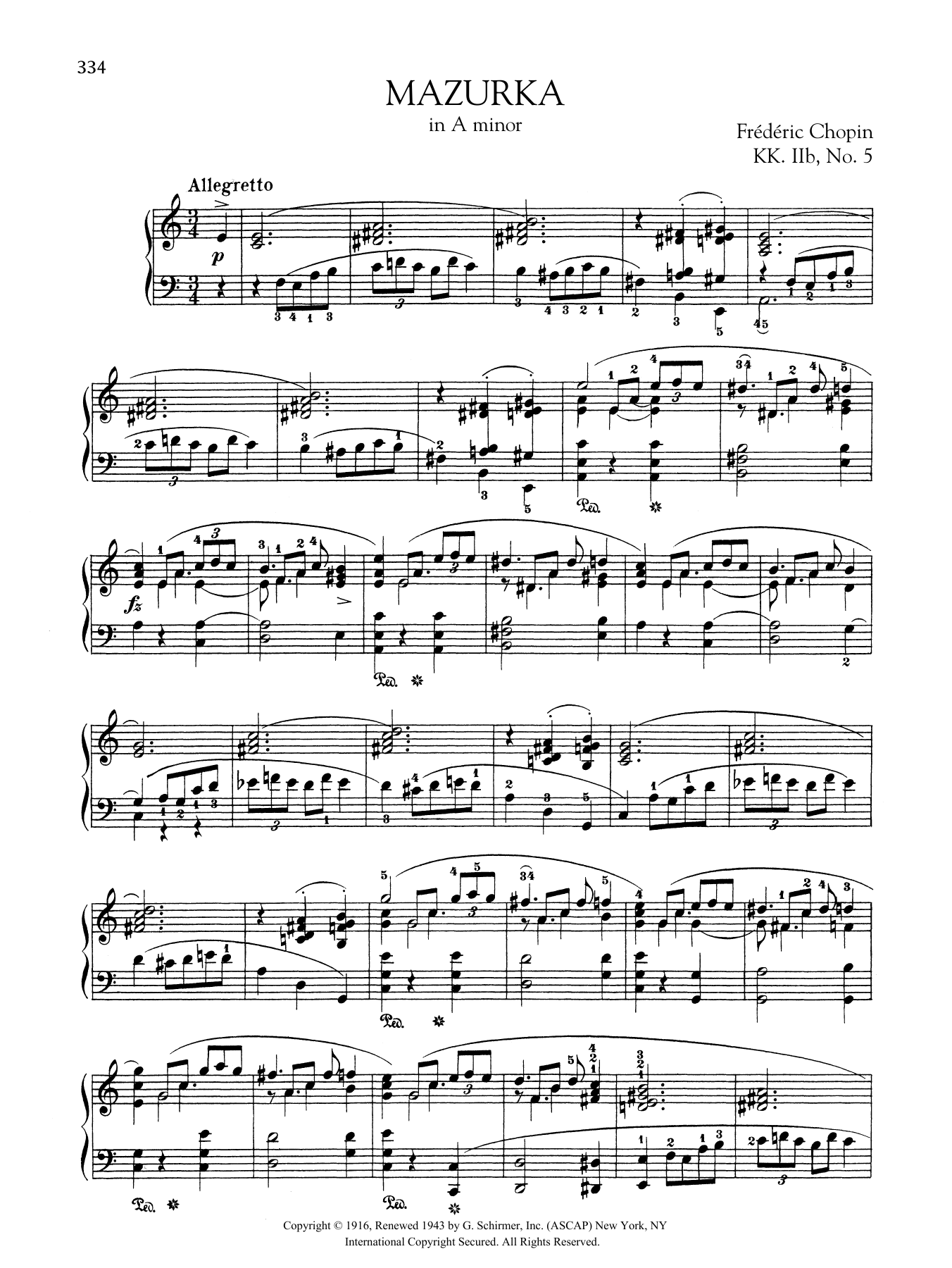 Mazurka in A minor, KK. IIb, No. 5 (Piano Solo) von Frdric Chopin