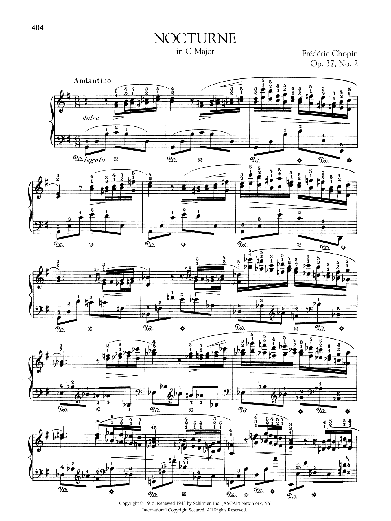 Nocturne in G Major, Op. 37, No. 2 (Piano Solo) von Frdric Chopin