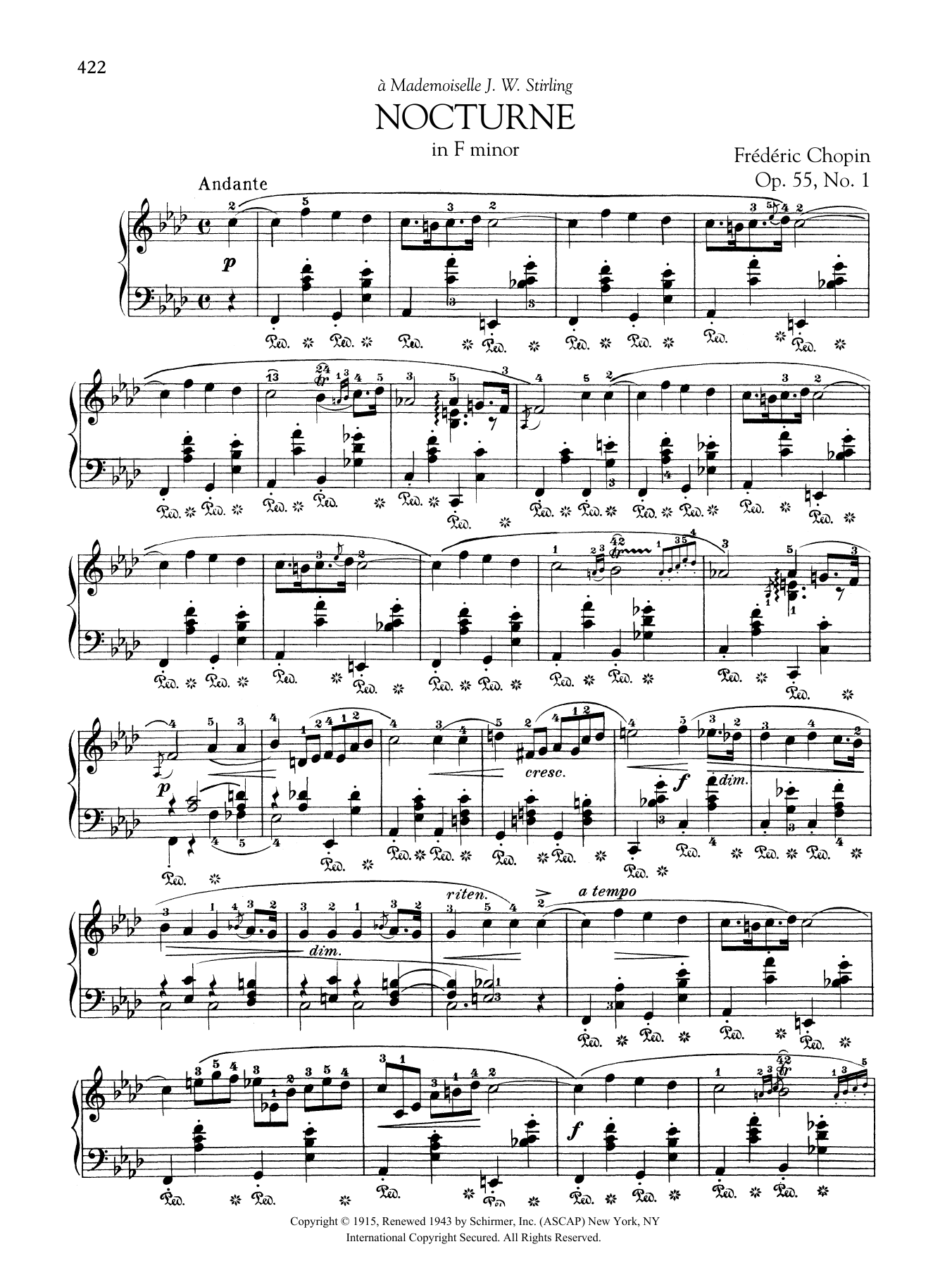 Nocturne in F minor, Op. 55, No. 1 (Piano Solo) von Frdric Chopin