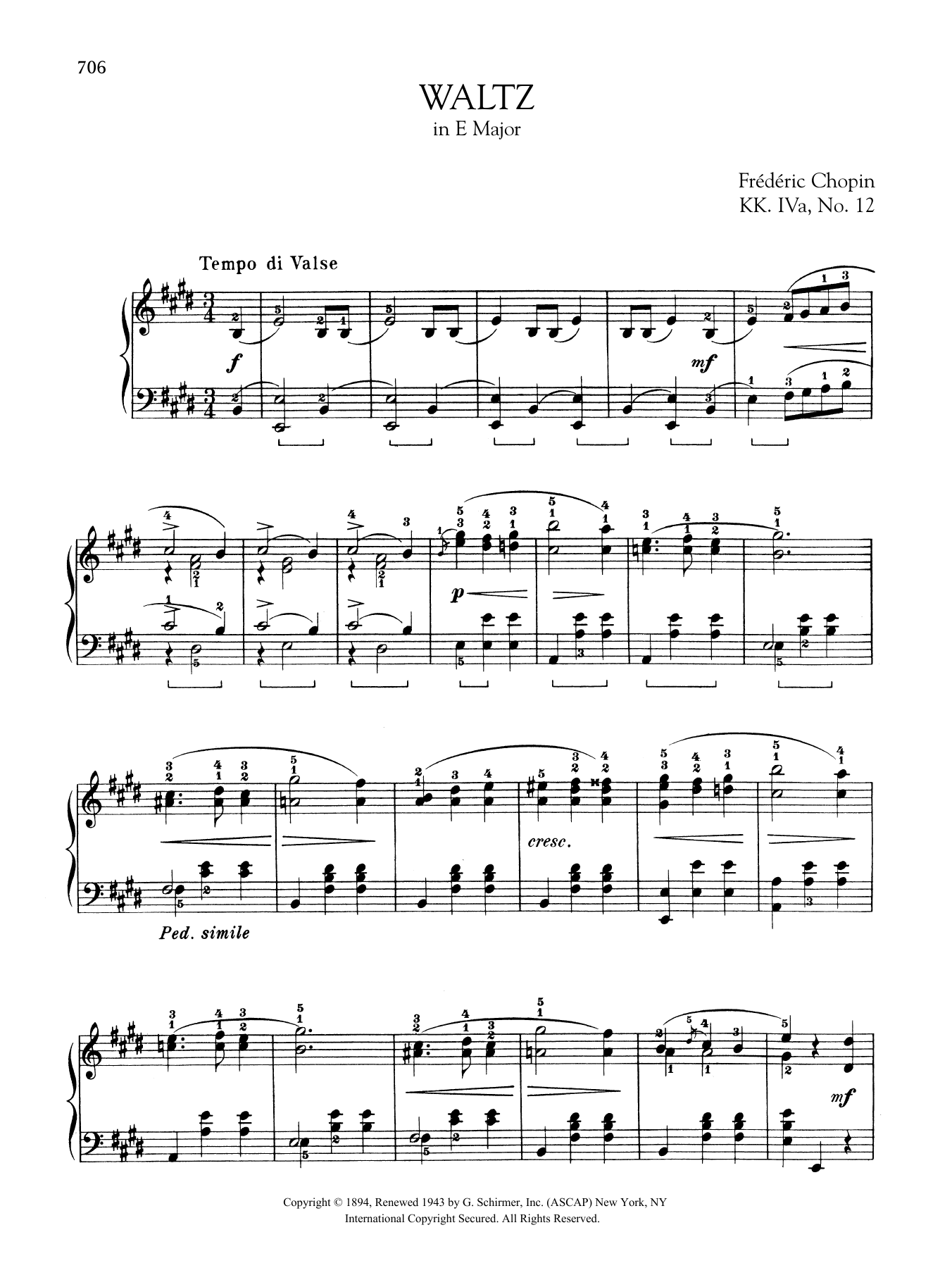 Waltz in E Major, KK. IVa, No. 12 (Piano Solo) von Frdric Chopin