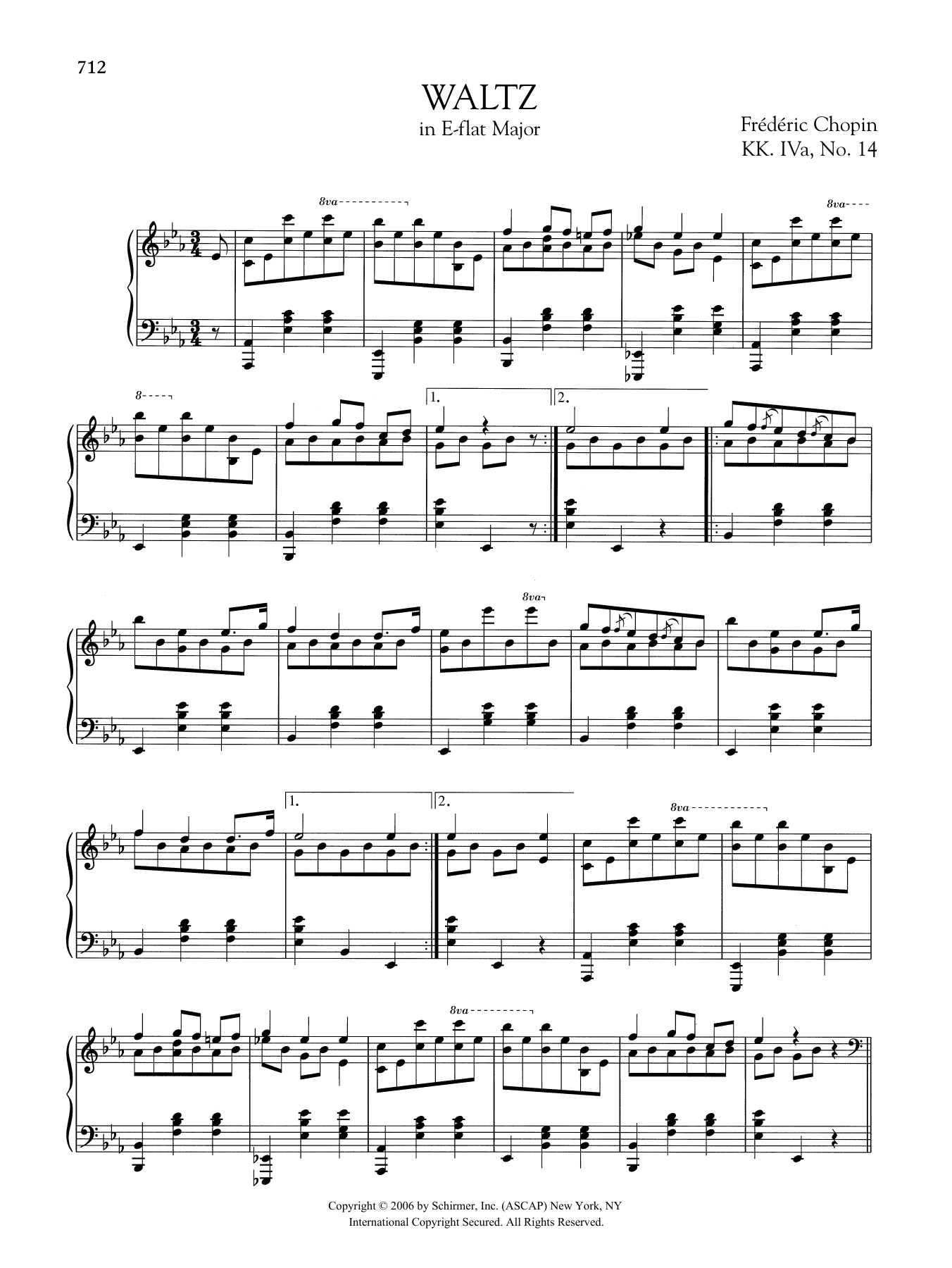 Waltz in E-flat Major, KK. IVa, No. 14 (Piano Solo) von Frdric Chopin