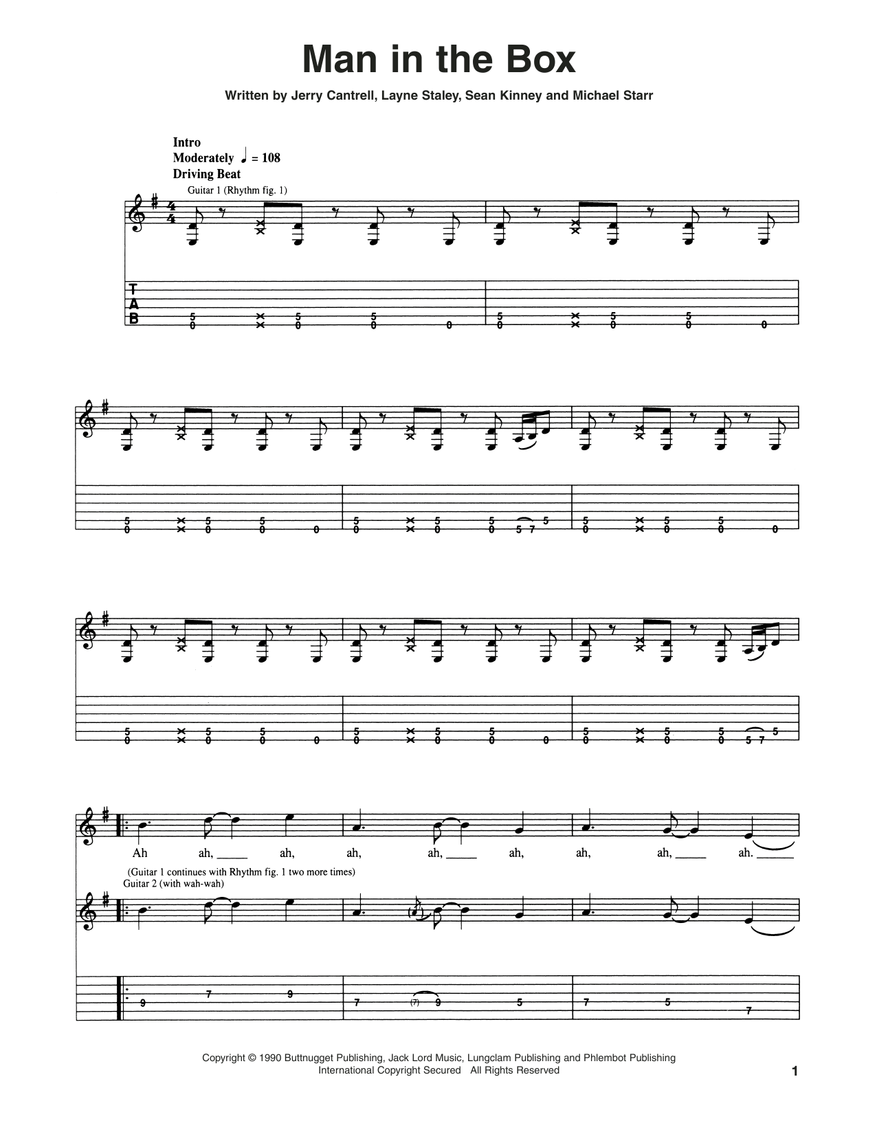 Man In The Box (Guitar Tab) von Alice In Chains