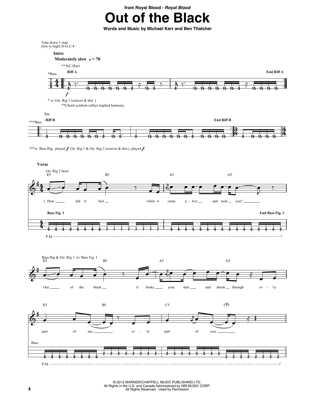 Out Of The Black (Bass Guitar Tab) von Royal Blood