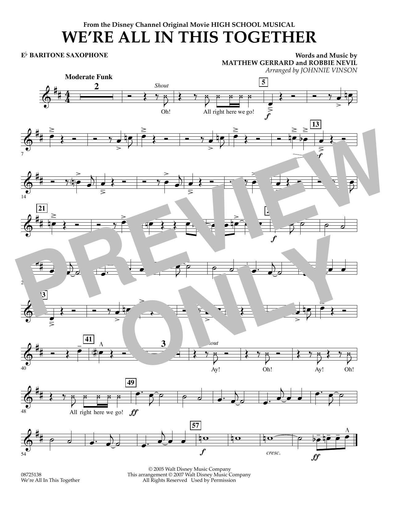 We're All In This Together (from High School Musical) - Eb Baritone Saxophone (Concert Band) von Johnnie Vinson