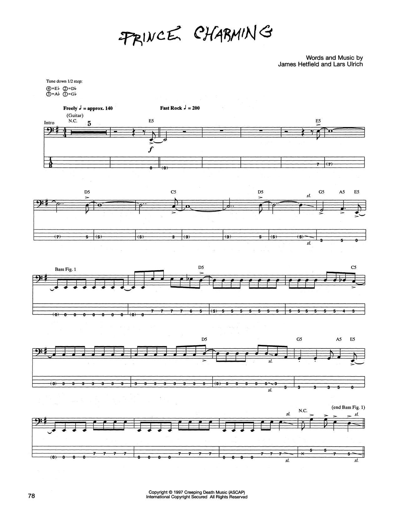 Prince Charming (Bass Guitar Tab) von Metallica