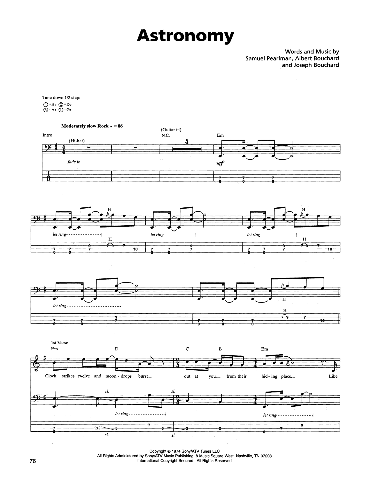 Astronomy (Bass Guitar Tab) von Blue Oyster Cult