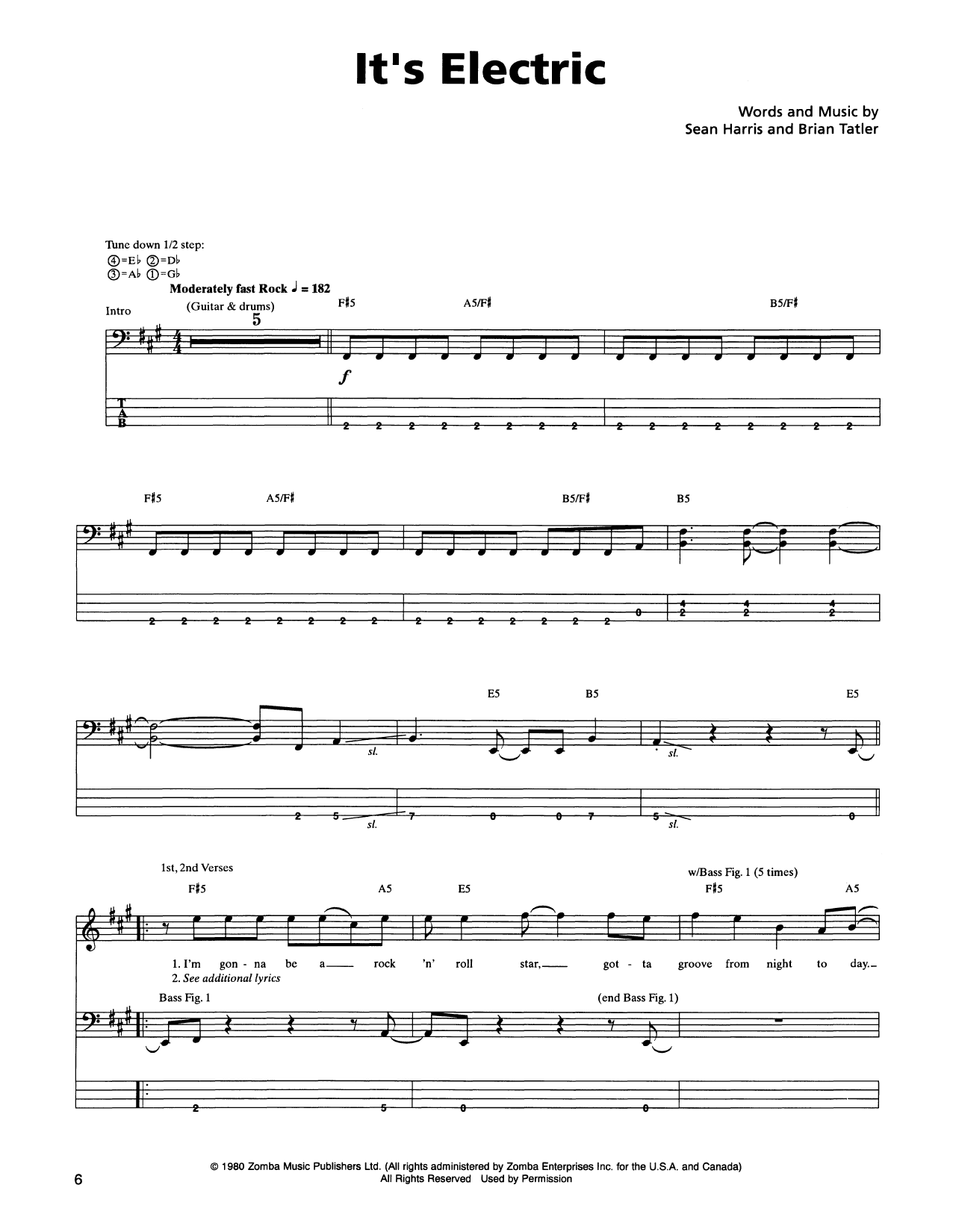 It's Electric (Bass Guitar Tab) von Metallica