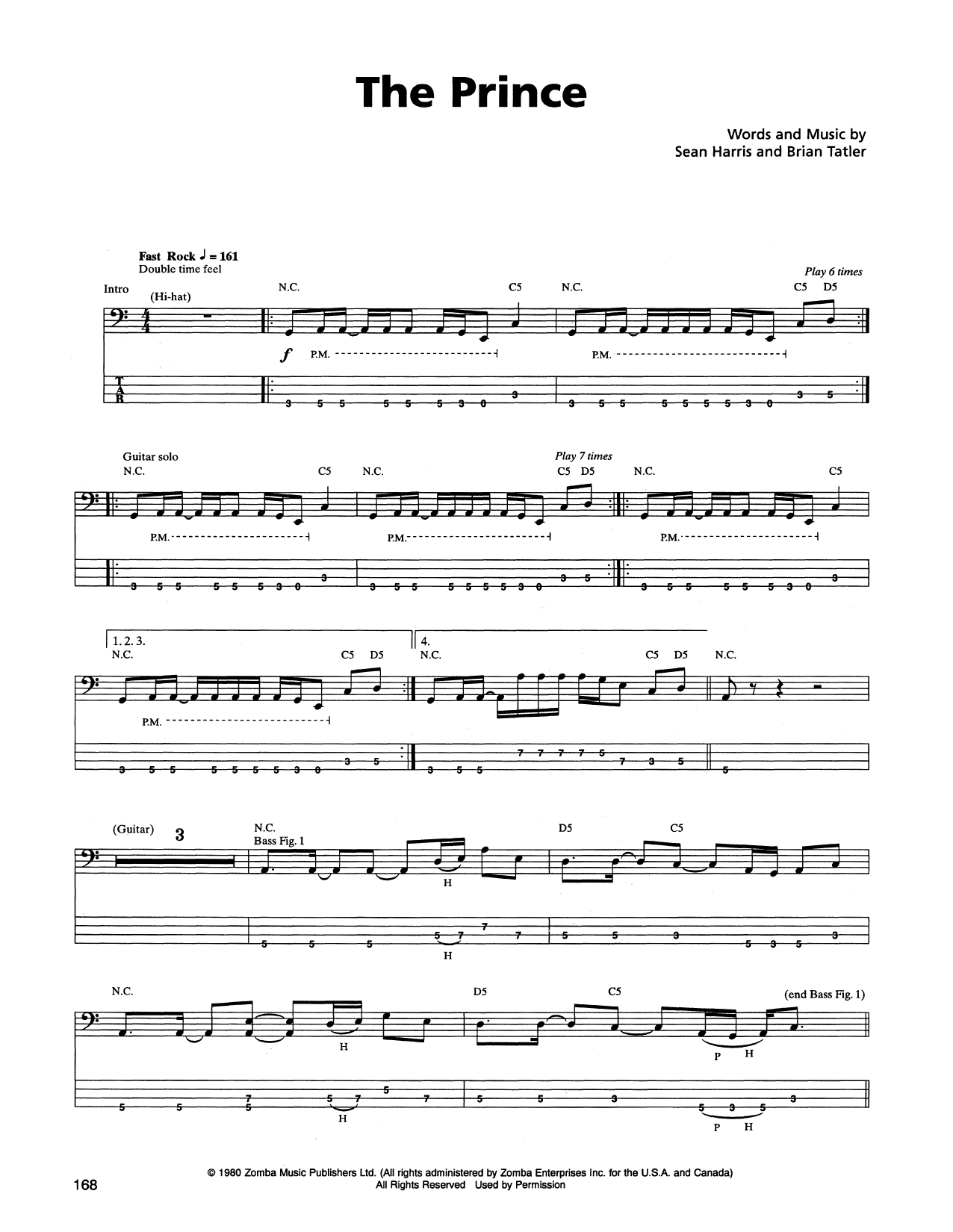 The Prince (Bass Guitar Tab) von Metallica