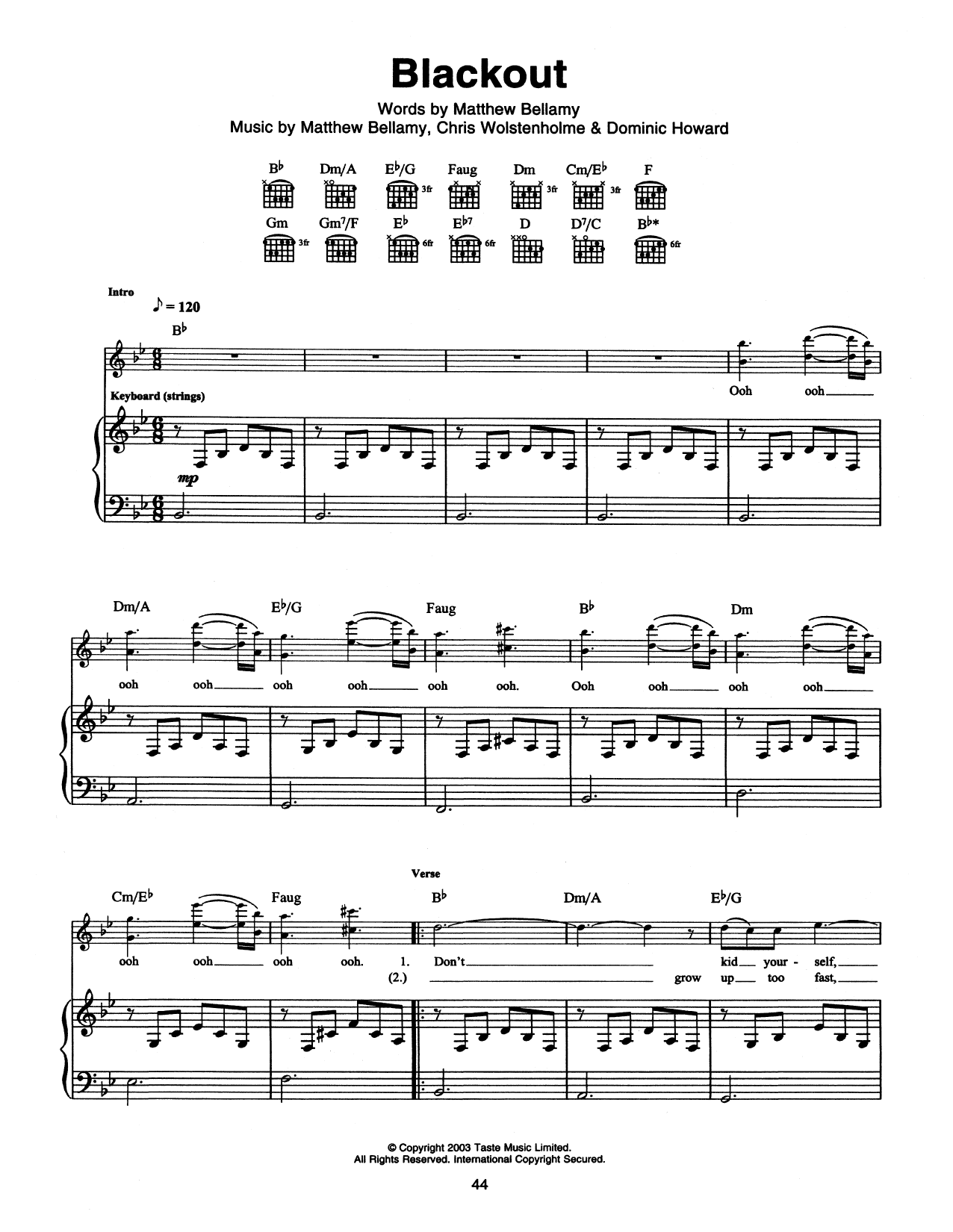 Blackout (Guitar Tab) von Muse