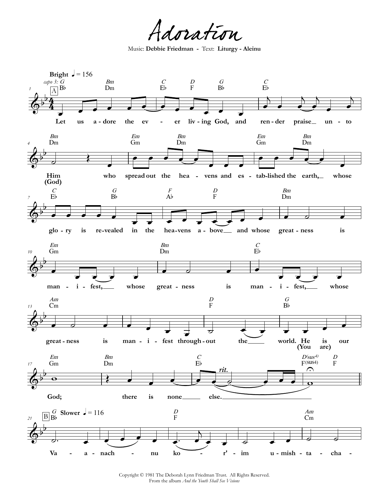 Adoration (Lead Sheet / Fake Book) von Debbie Friedman