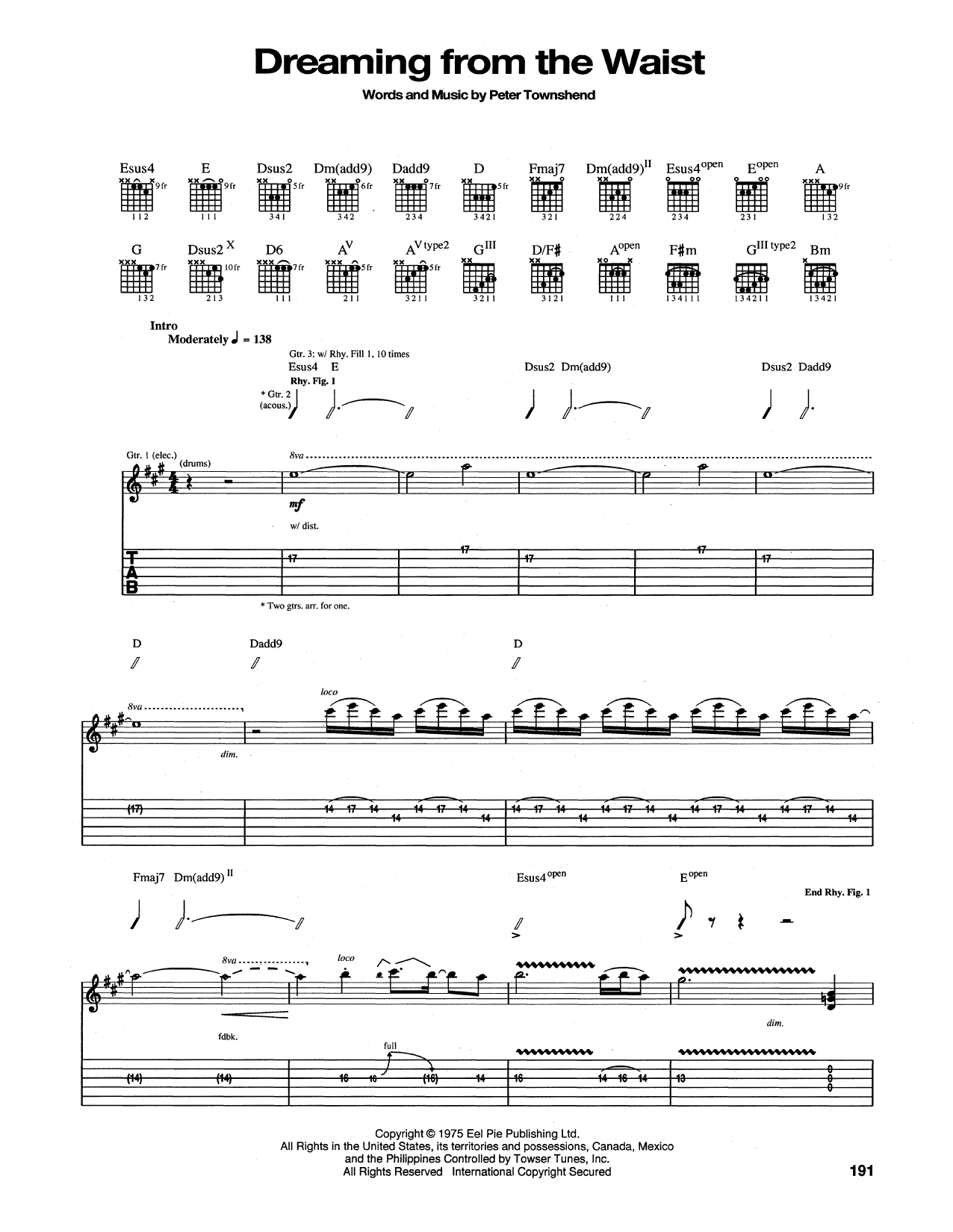 Dreaming From the Waist (Guitar Tab) von The Who