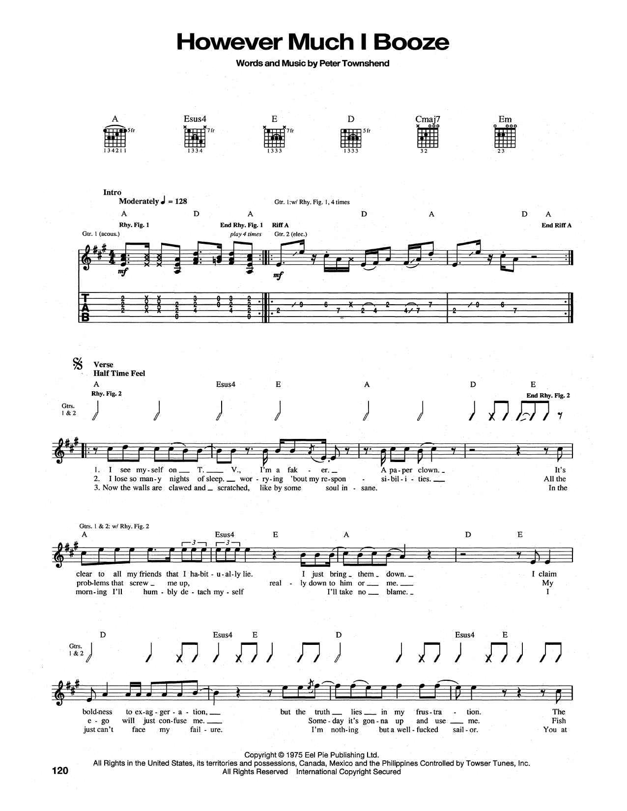 However Much I Booze (Guitar Tab) von The Who