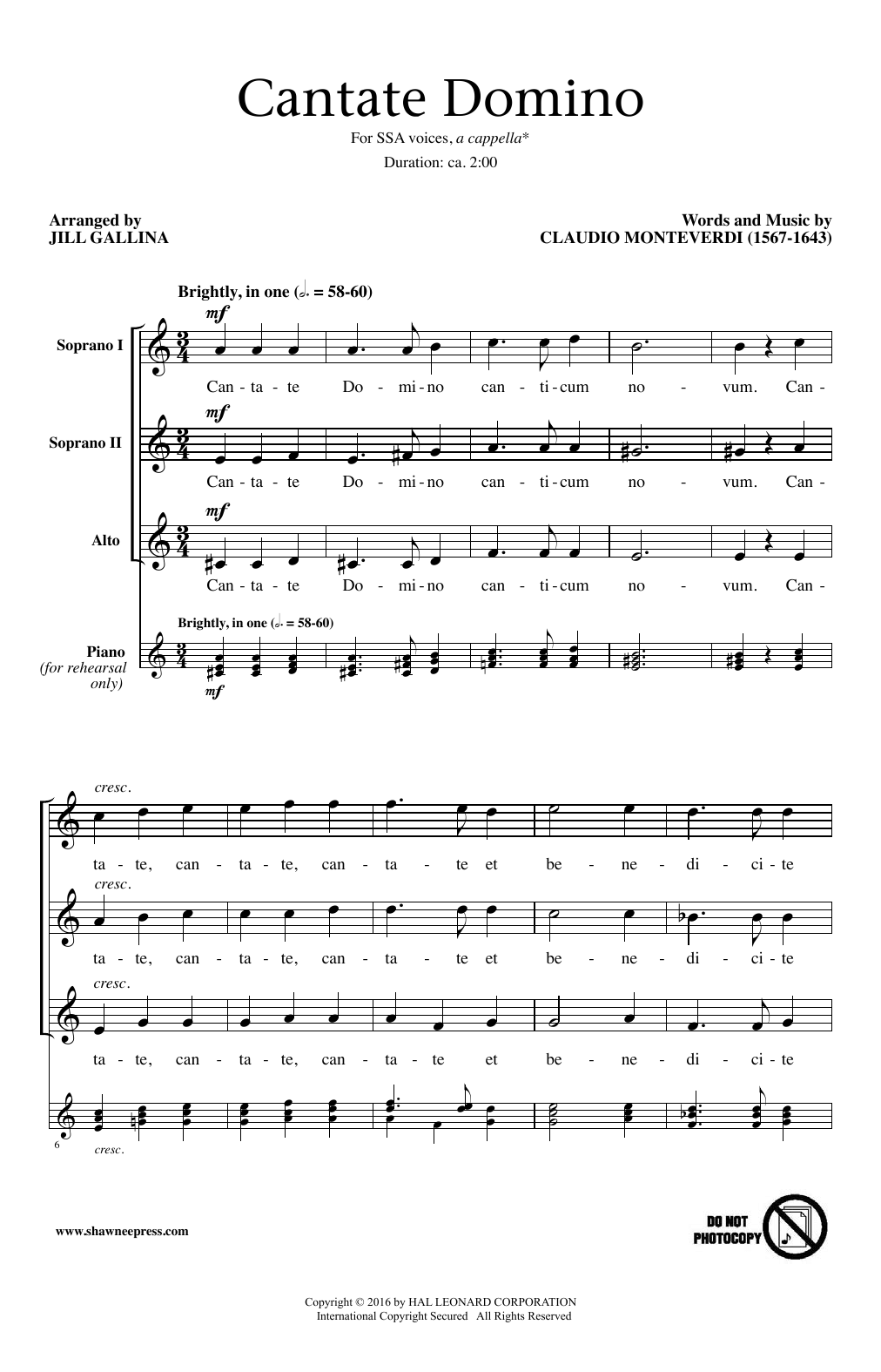 Cantate Domino (SSA Choir) von Jill Gallina