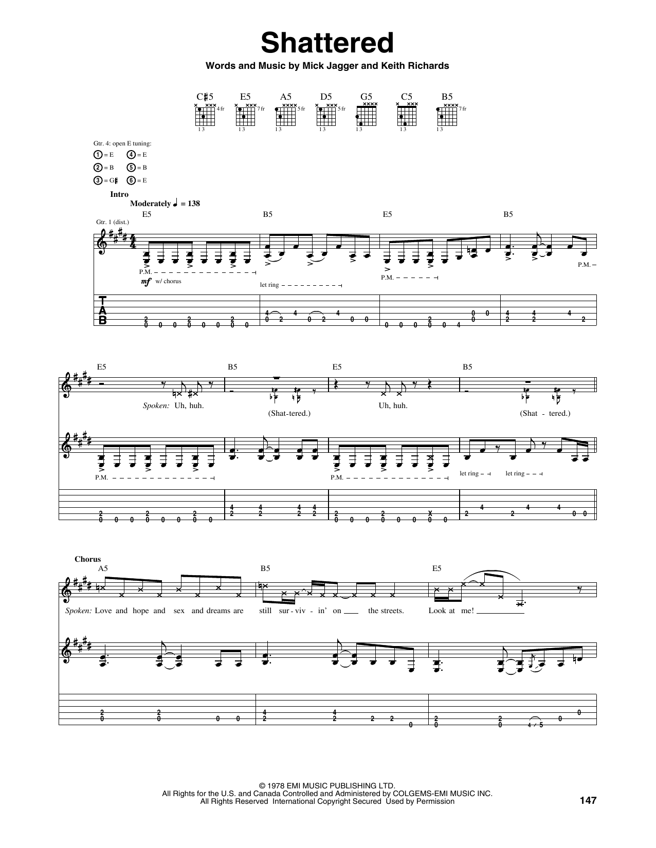 Shattered (Guitar Tab) von The Rolling Stones