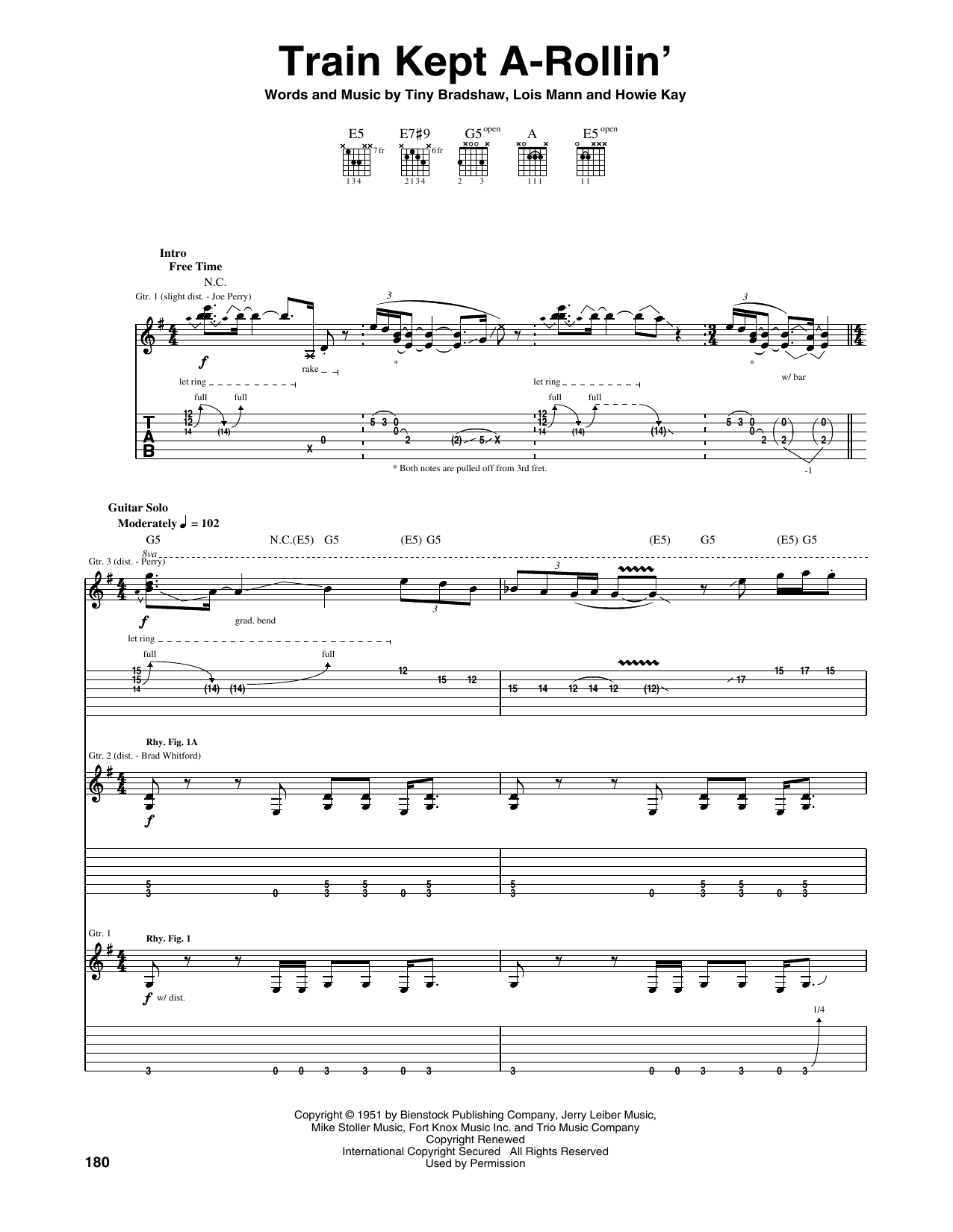 Train Kept A-Rollin' (Guitar Tab) von Aerosmith